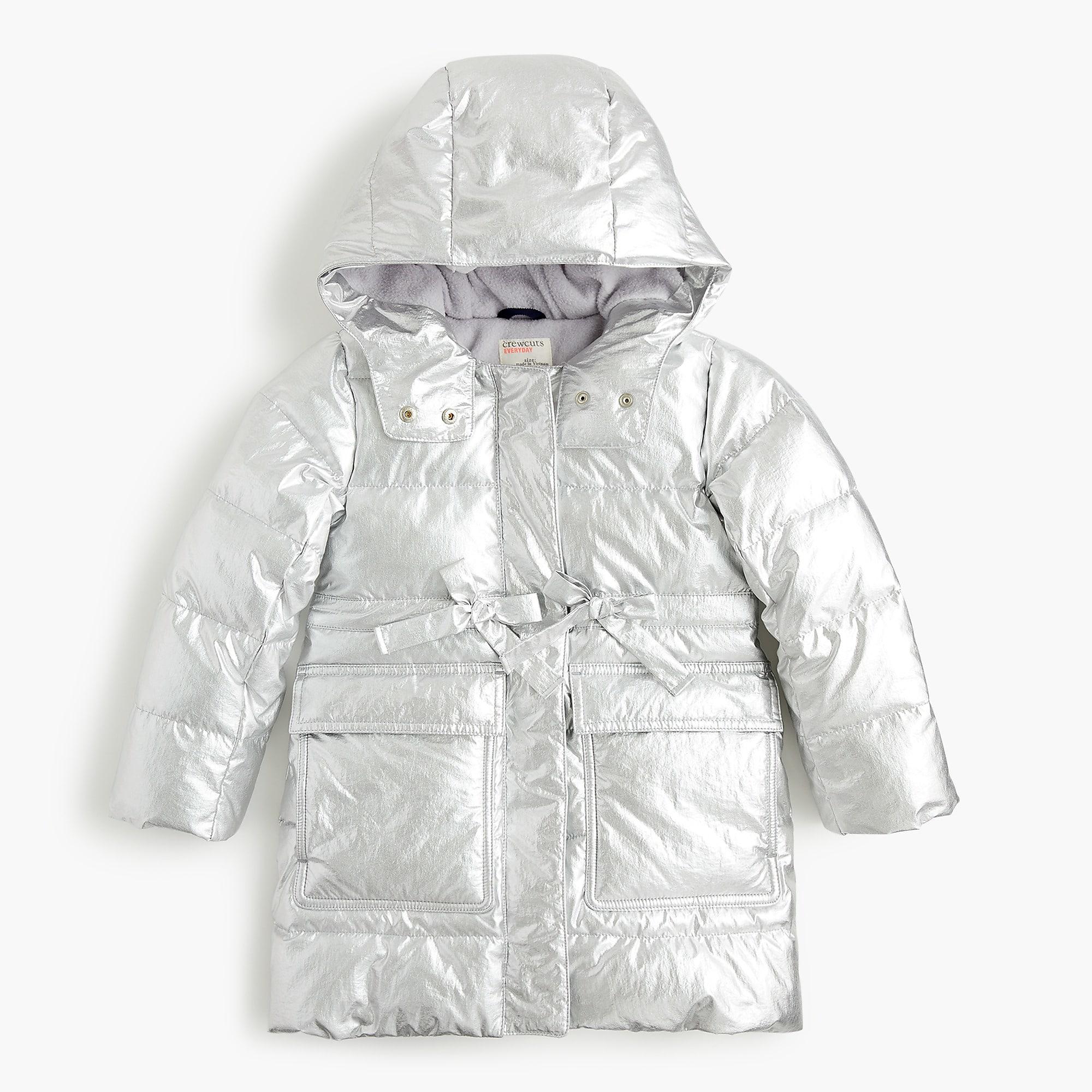 girls metallic puffer coat