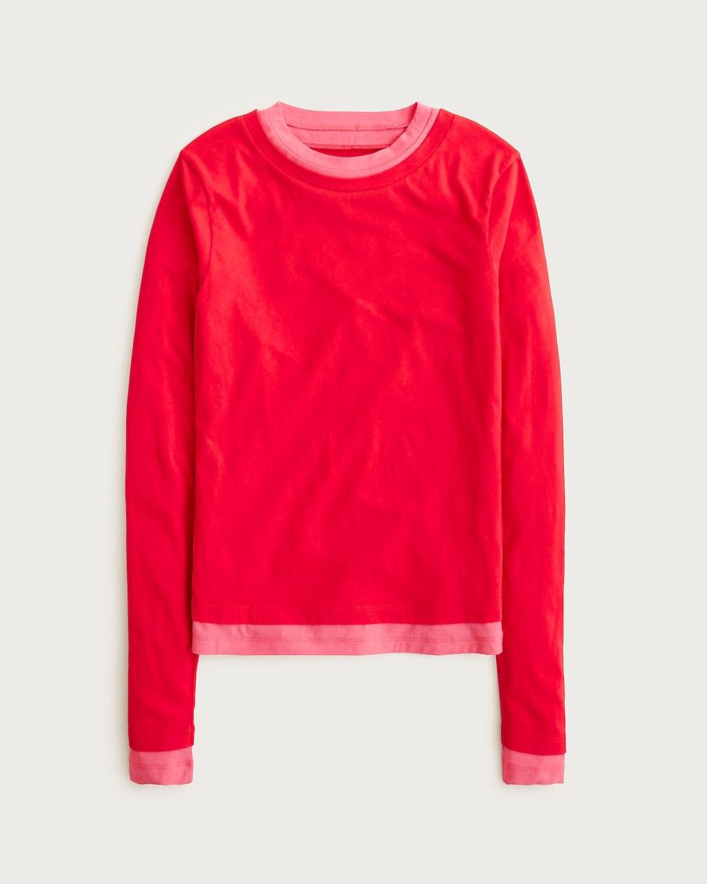 トップス ESLOW SHEERED JERSEY LAYERED LONG sleeve J.Crew Feather Jersey Layered Long-Sleeve T-Shirt | Lyst