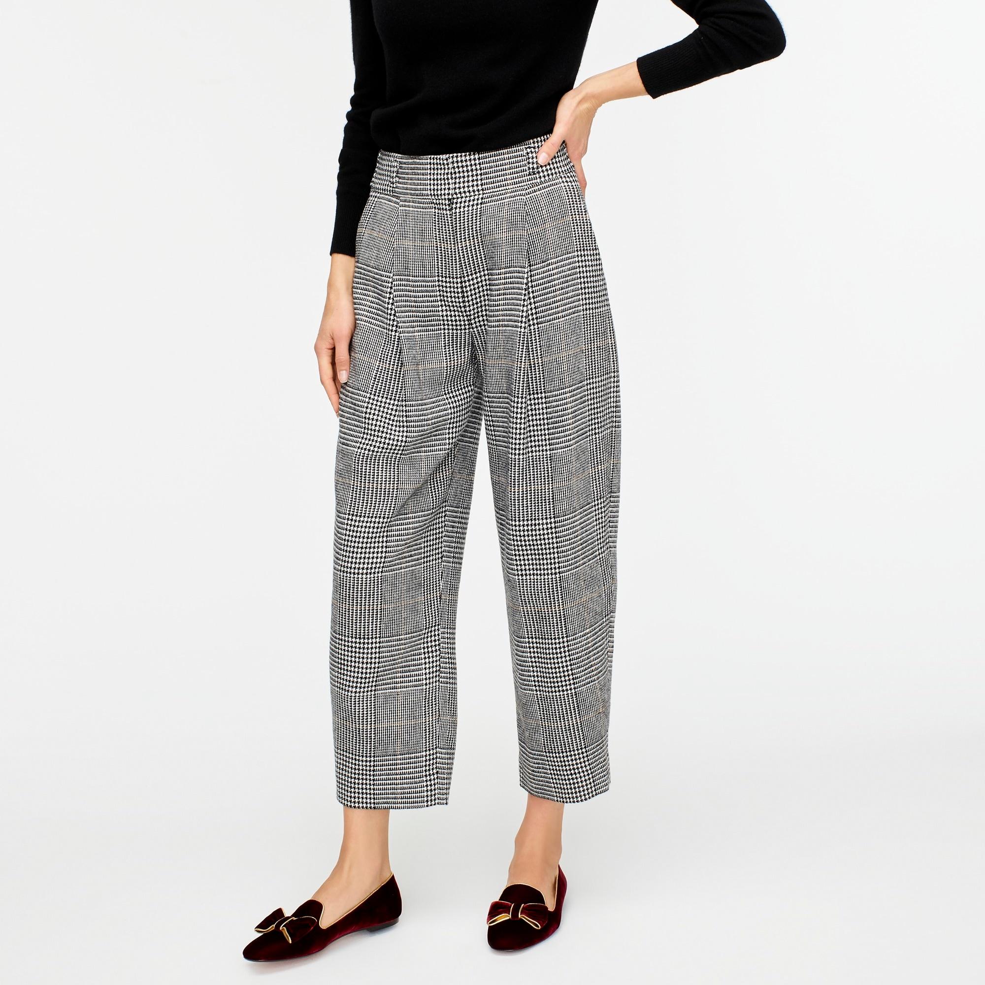 plaid high rise tapered pants