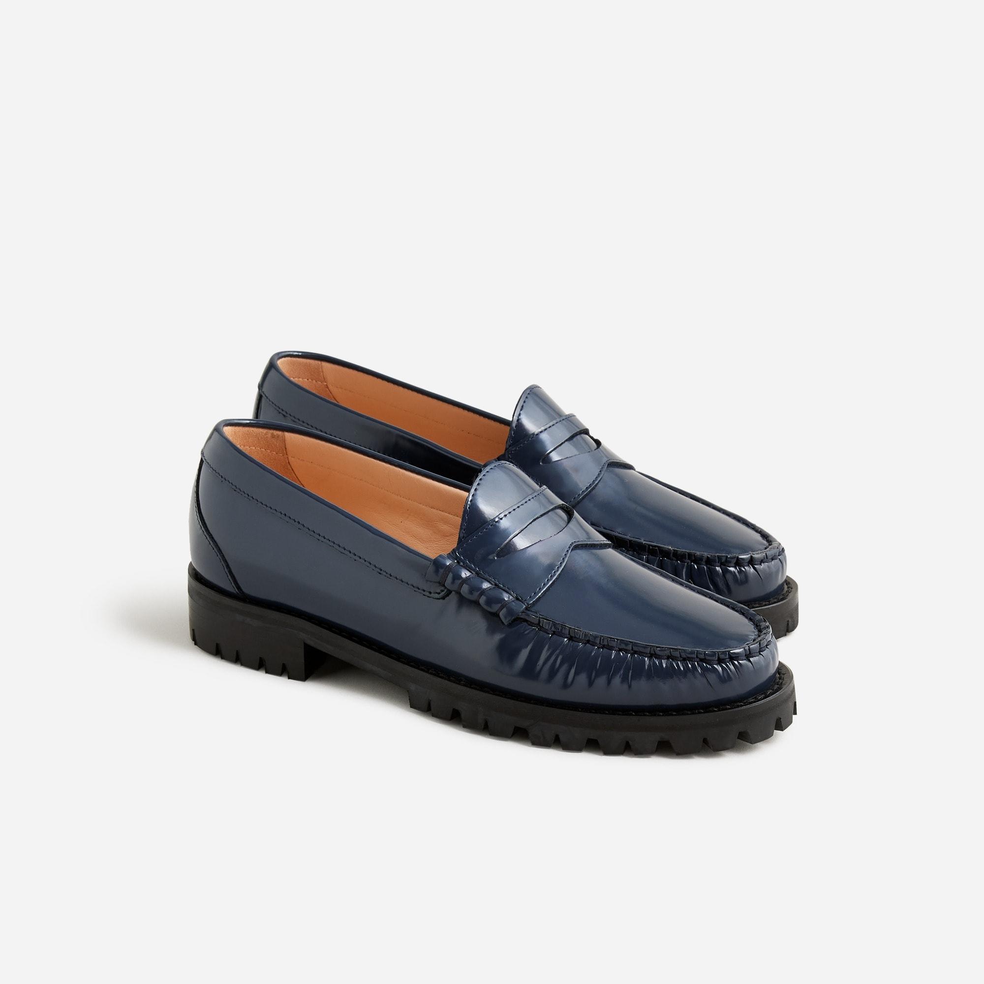 J.Crew Winona Lug-sole Penny Loafers In Suede in Blue | Lyst