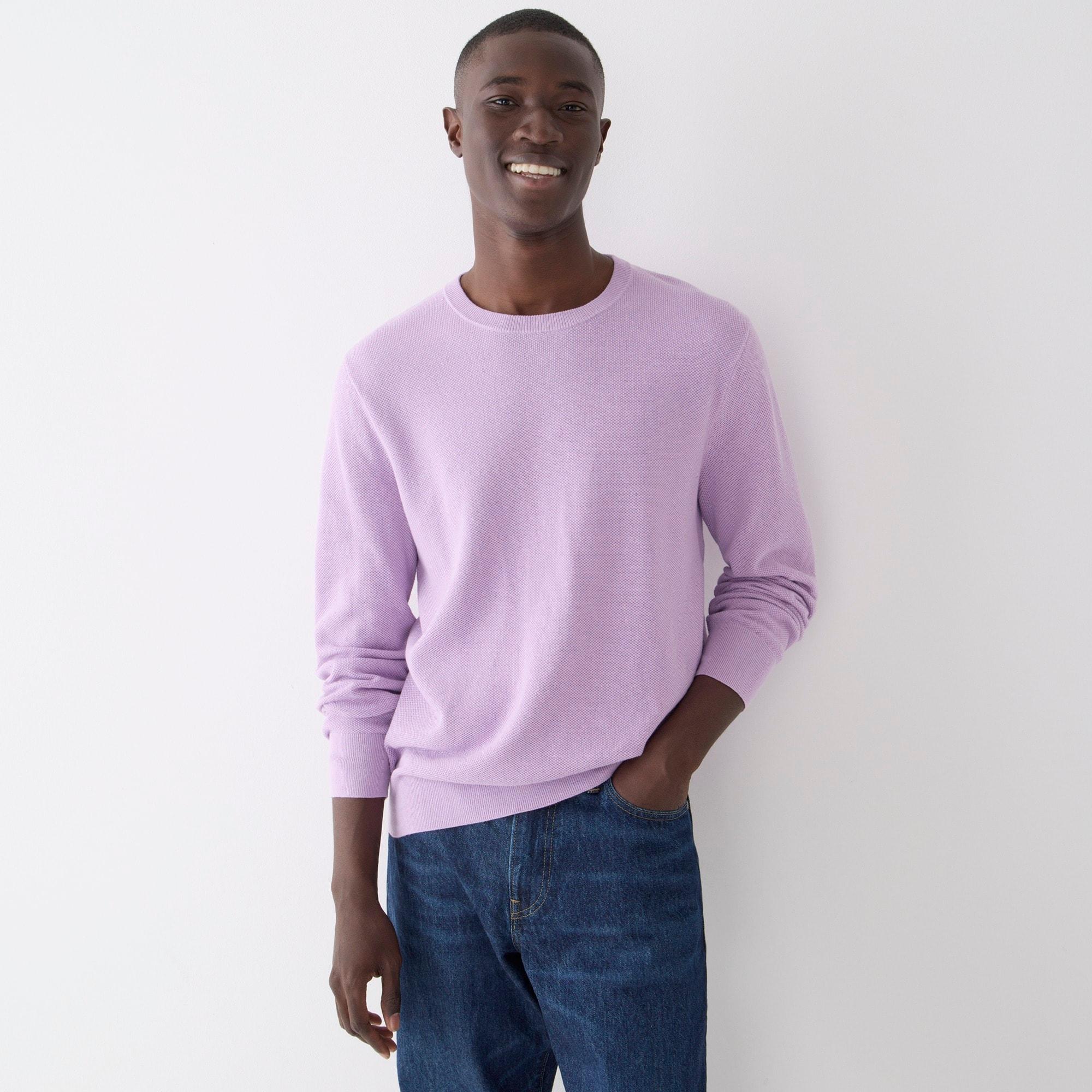 J.Crew Cotton Piqué-stitch Crewneck Sweater in Purple for Men | Lyst