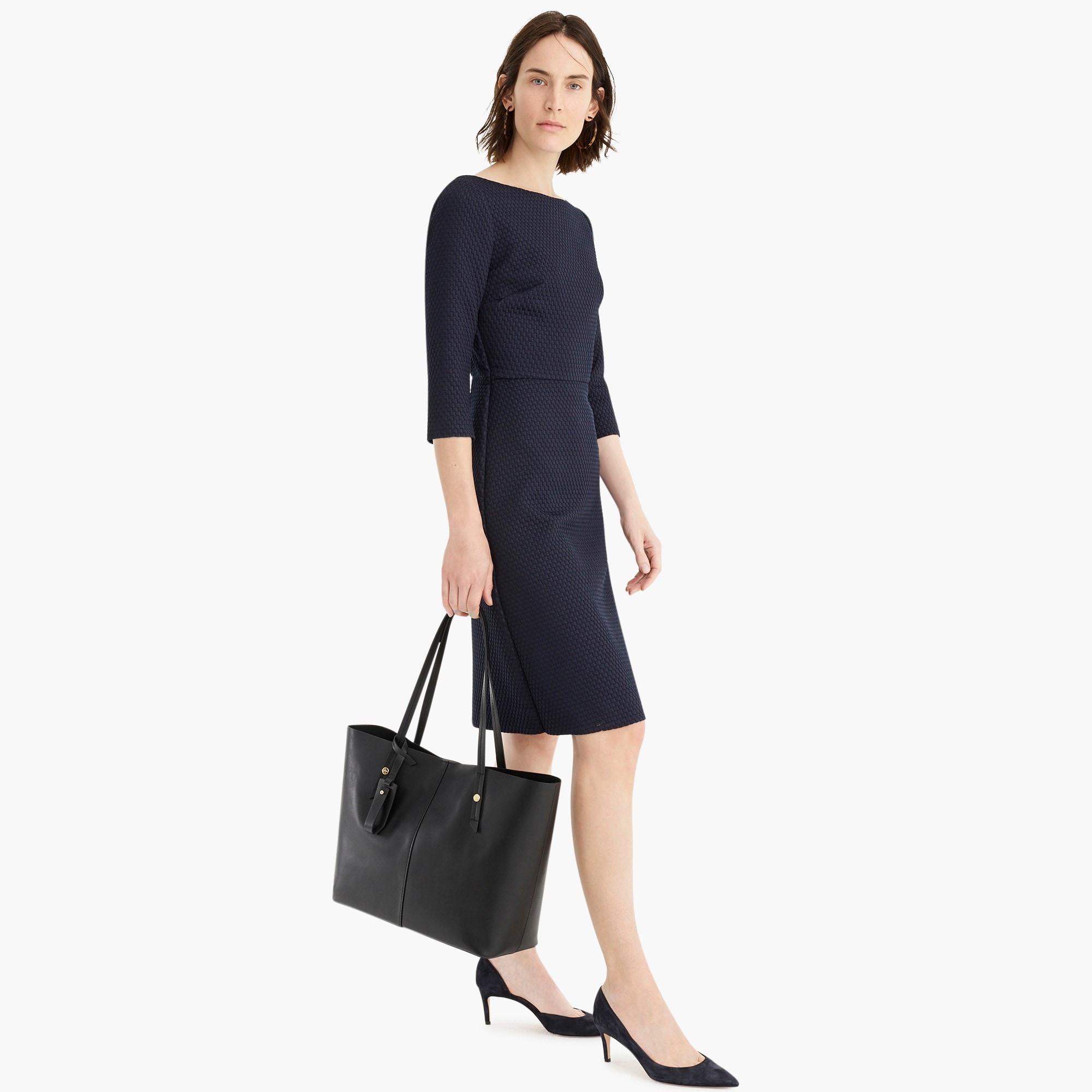 ATLANTIC Boat Neck Dress in Stretch Leather