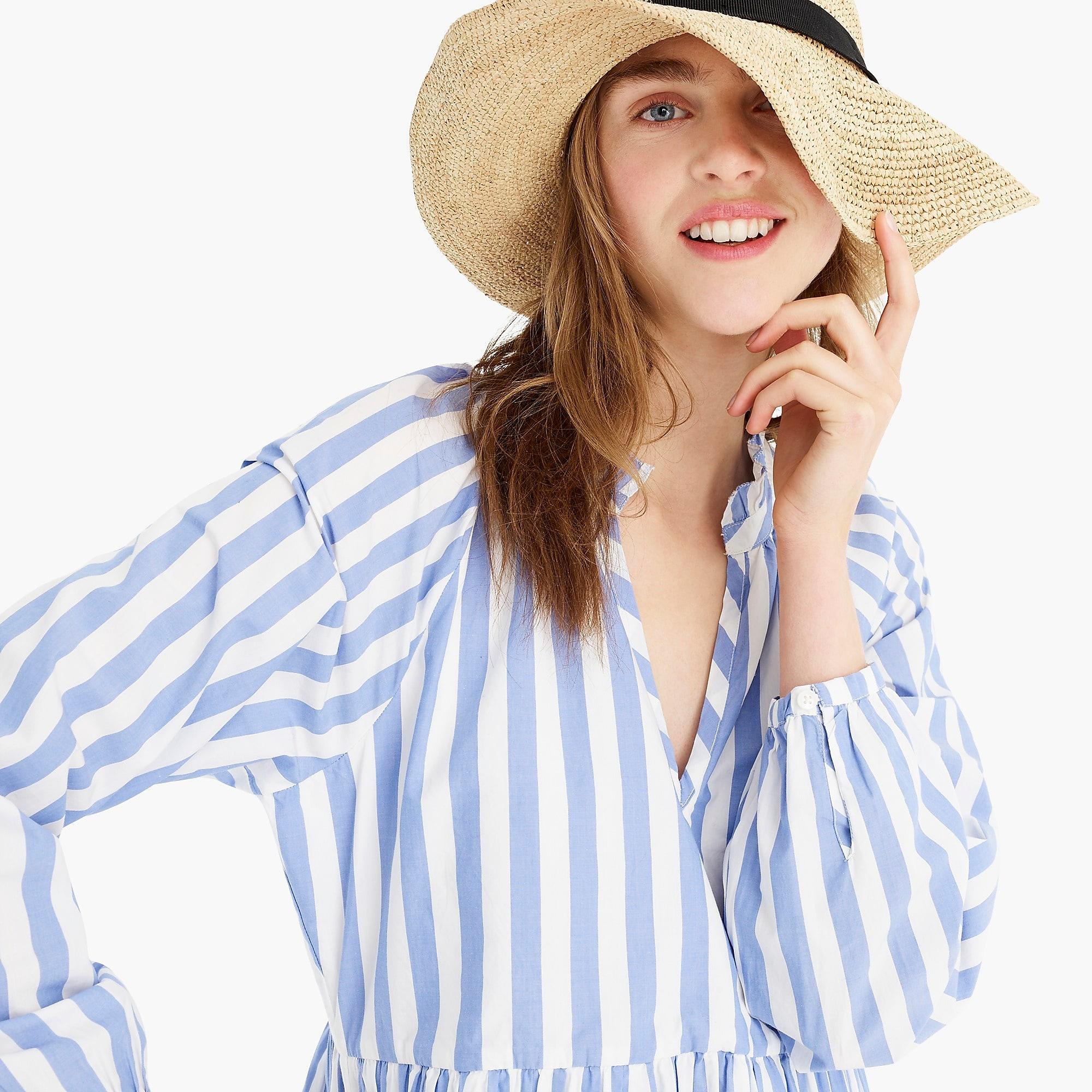Tiered popover dress top in cotton poplin