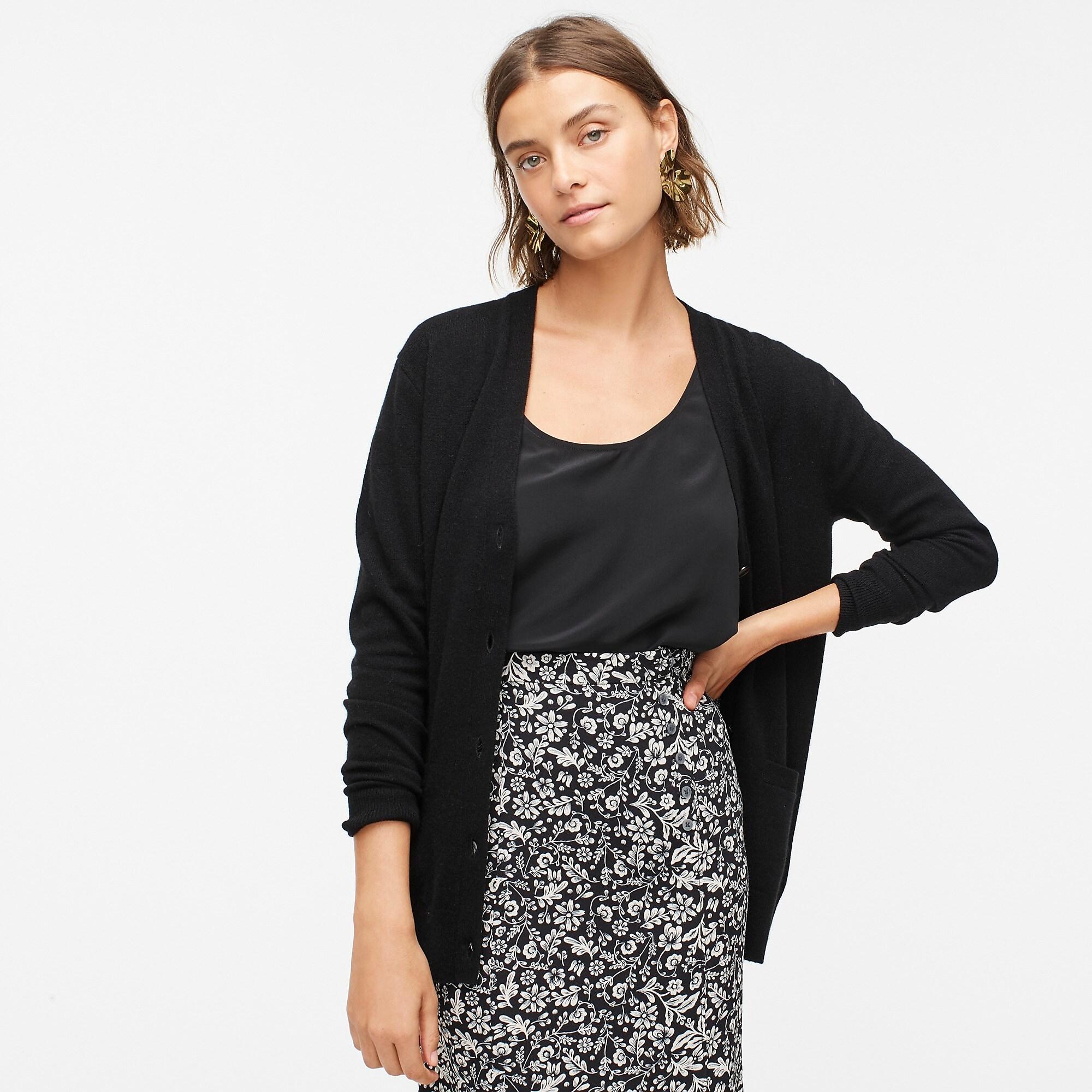 J.Crew V-neck Boyfriend Cardigan In Everyday Cashmere in Black - Lyst