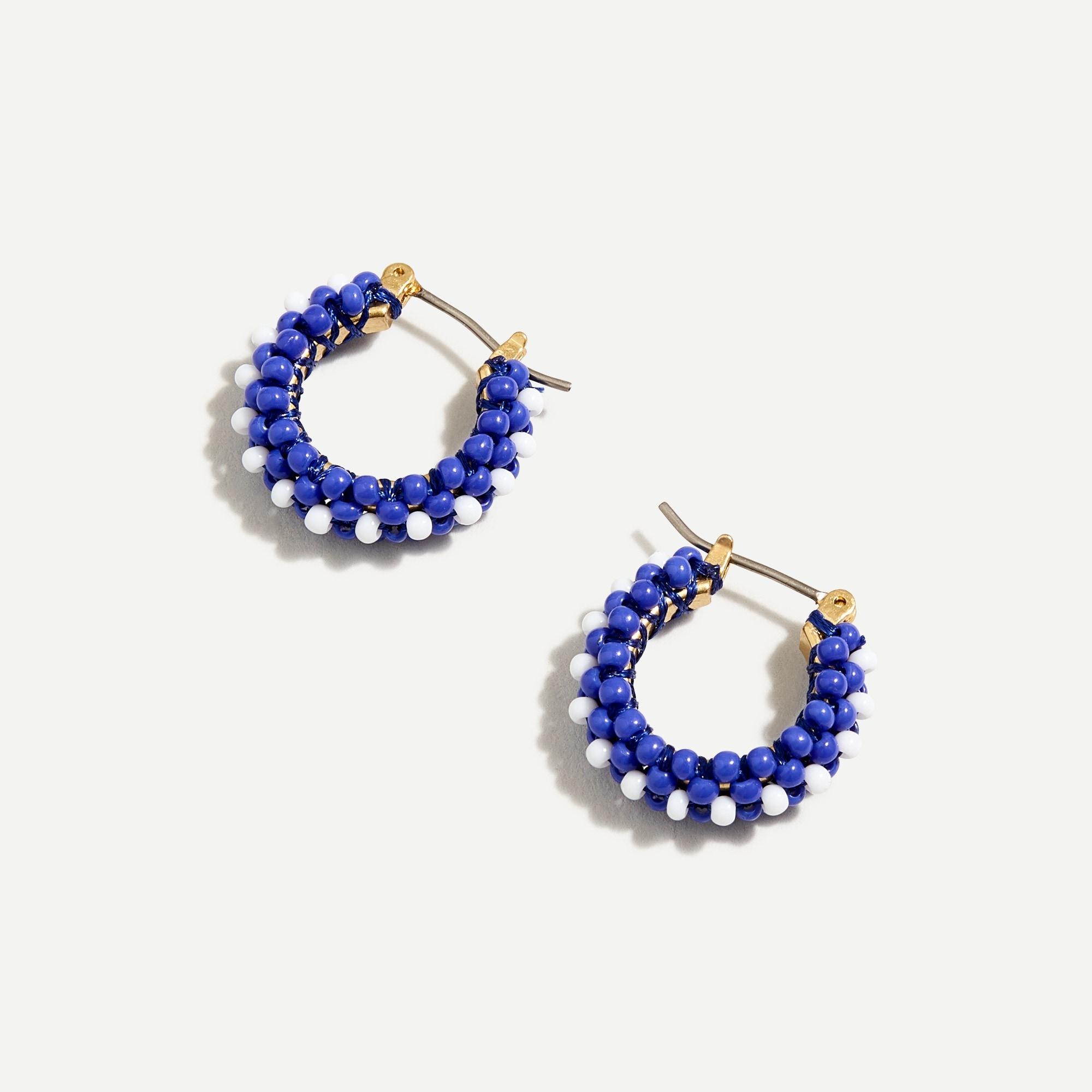 J.Crew Beaded Mini Hoop Earrings in Navy (Blue) Lyst