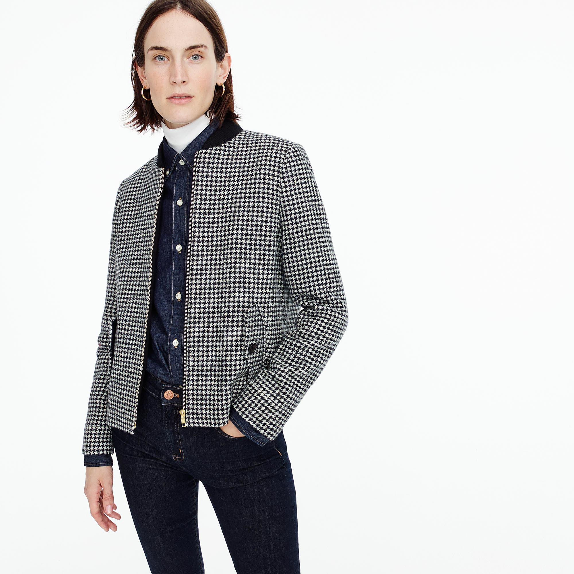 houndstooth bomber jacket