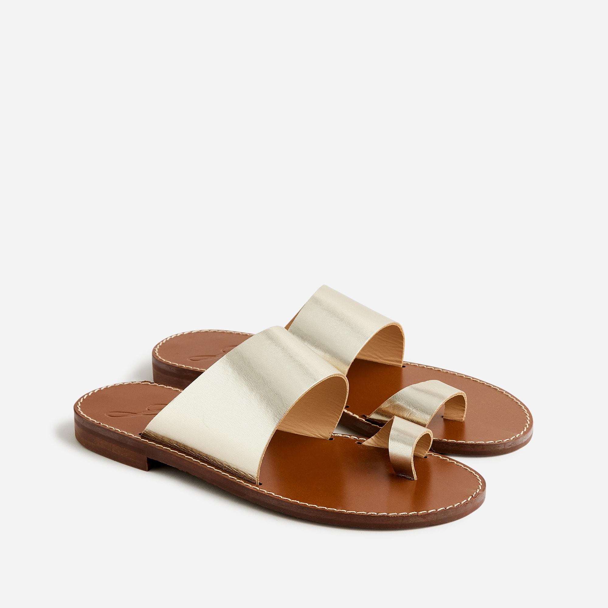 J.Crew Marta Made-in-italy Metallic Leather Sandals in Brown | Lyst