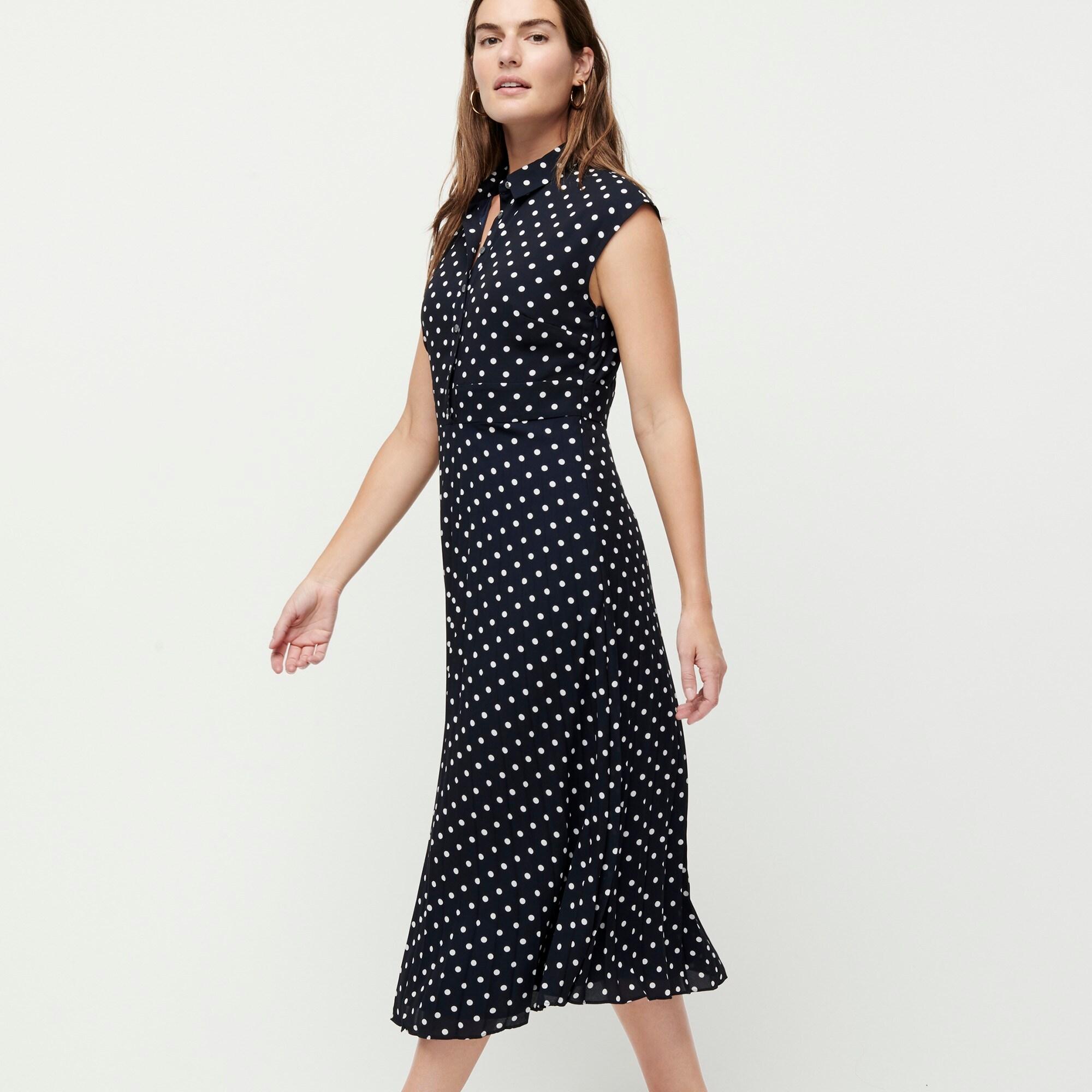 shirt dress with pleated skirt