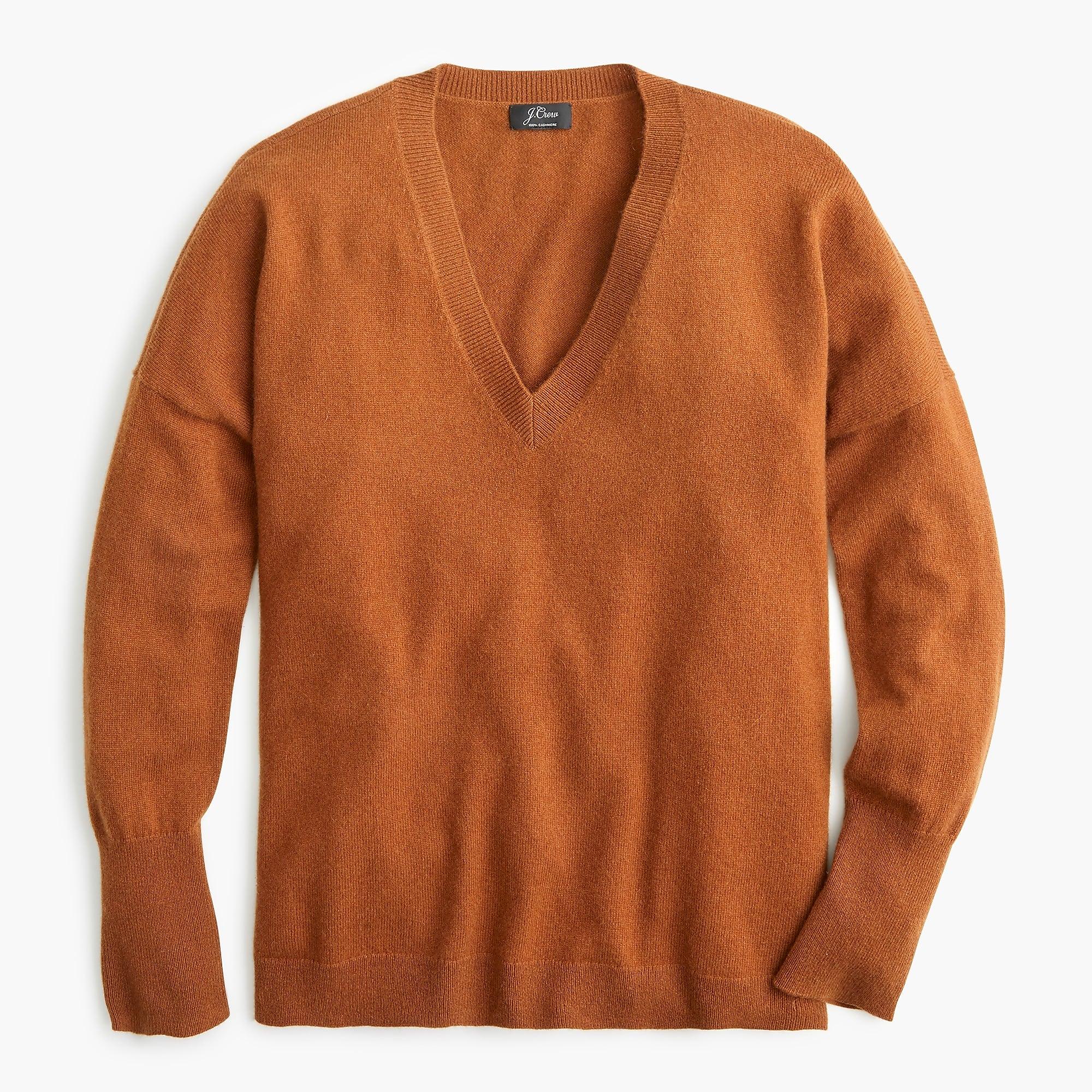 J.Crew Vneck Boyfriend Sweater In Everyday Cashmere in Brown Lyst
