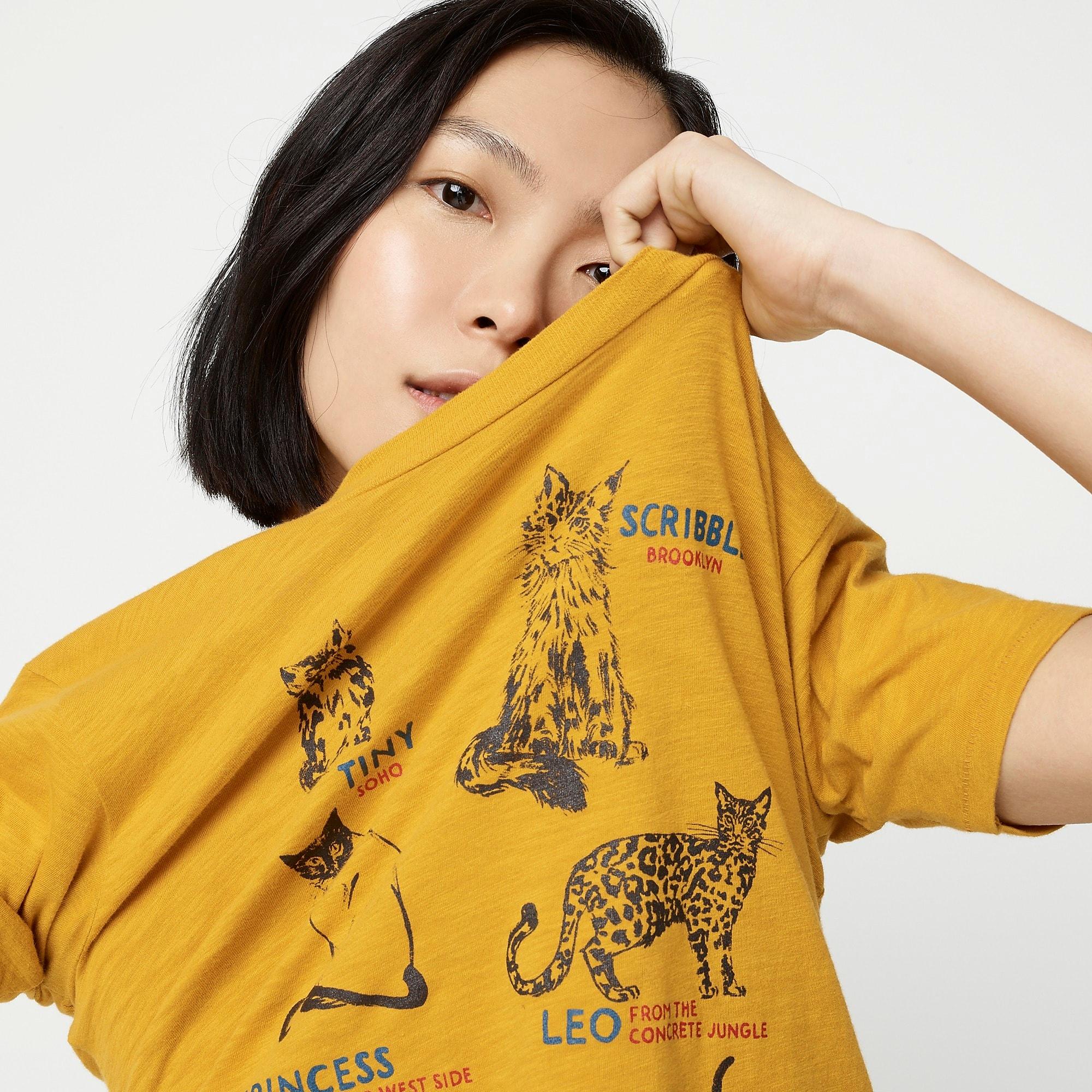 J.Crew City Cats Tshirt In Slub Cotton in Yellow Lyst