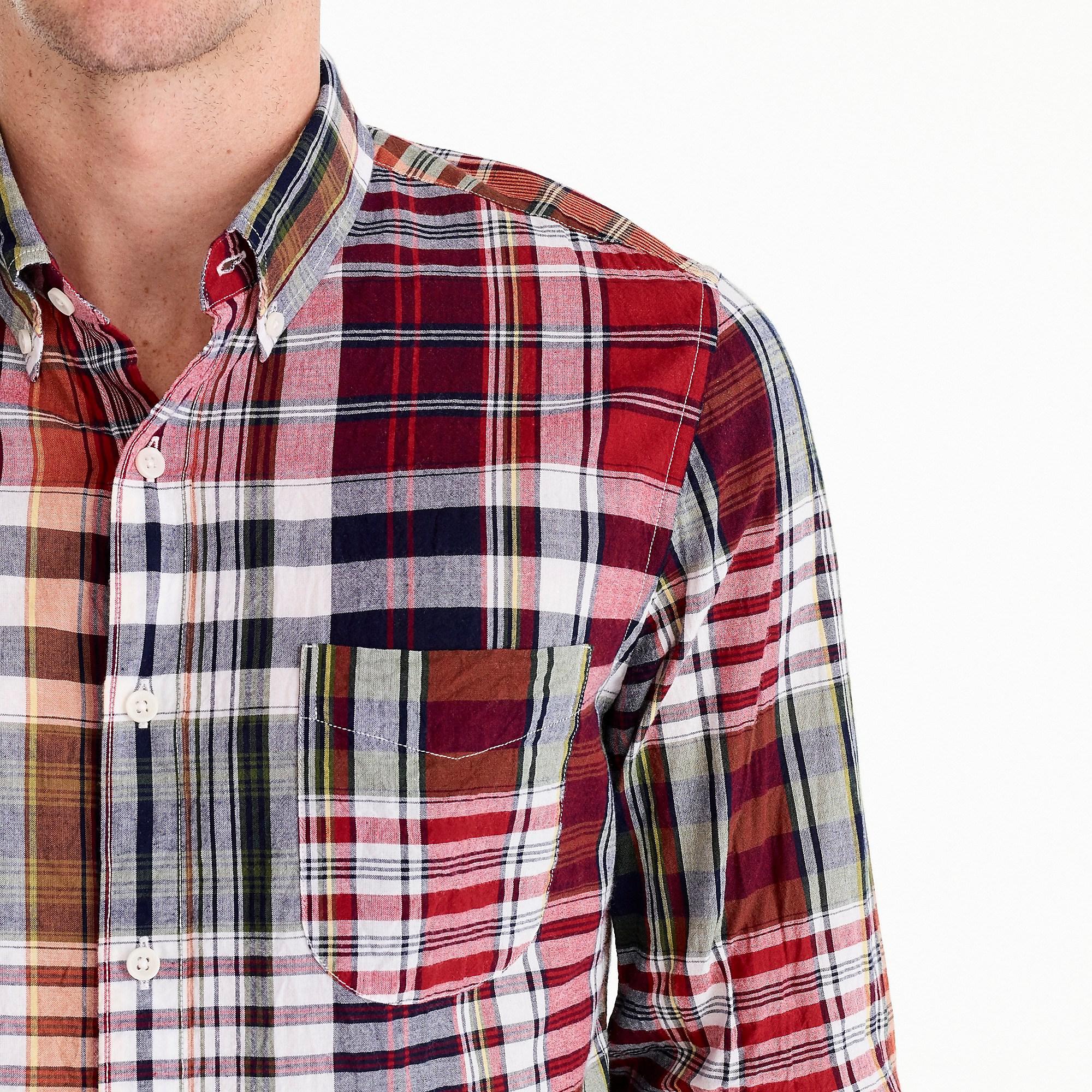 Jcrew Cotton Indian Madras Shirt In Mixed Red Plaid For Men Lyst