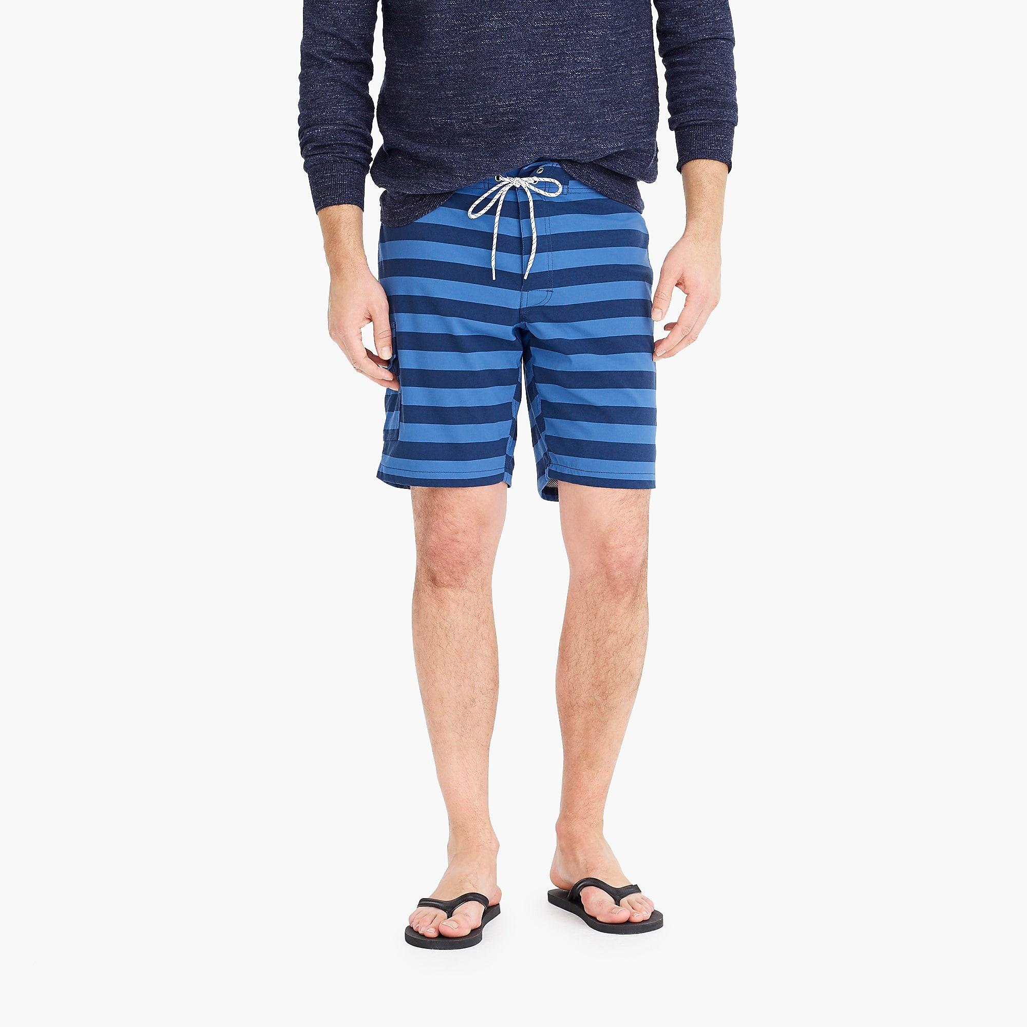 J.Crew Synthetic 9" Stretch Eco Board Short In Ocean Stripe in Blue for
