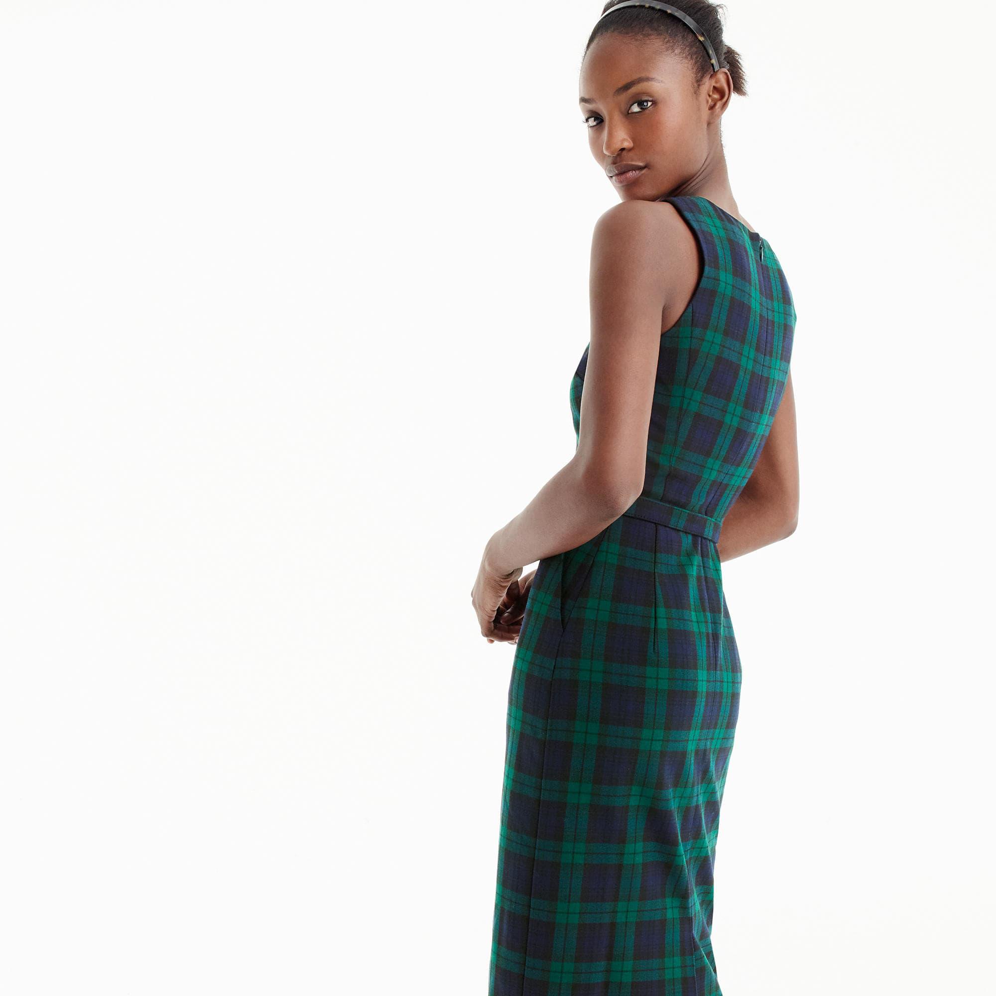 j crew black watch plaid dress