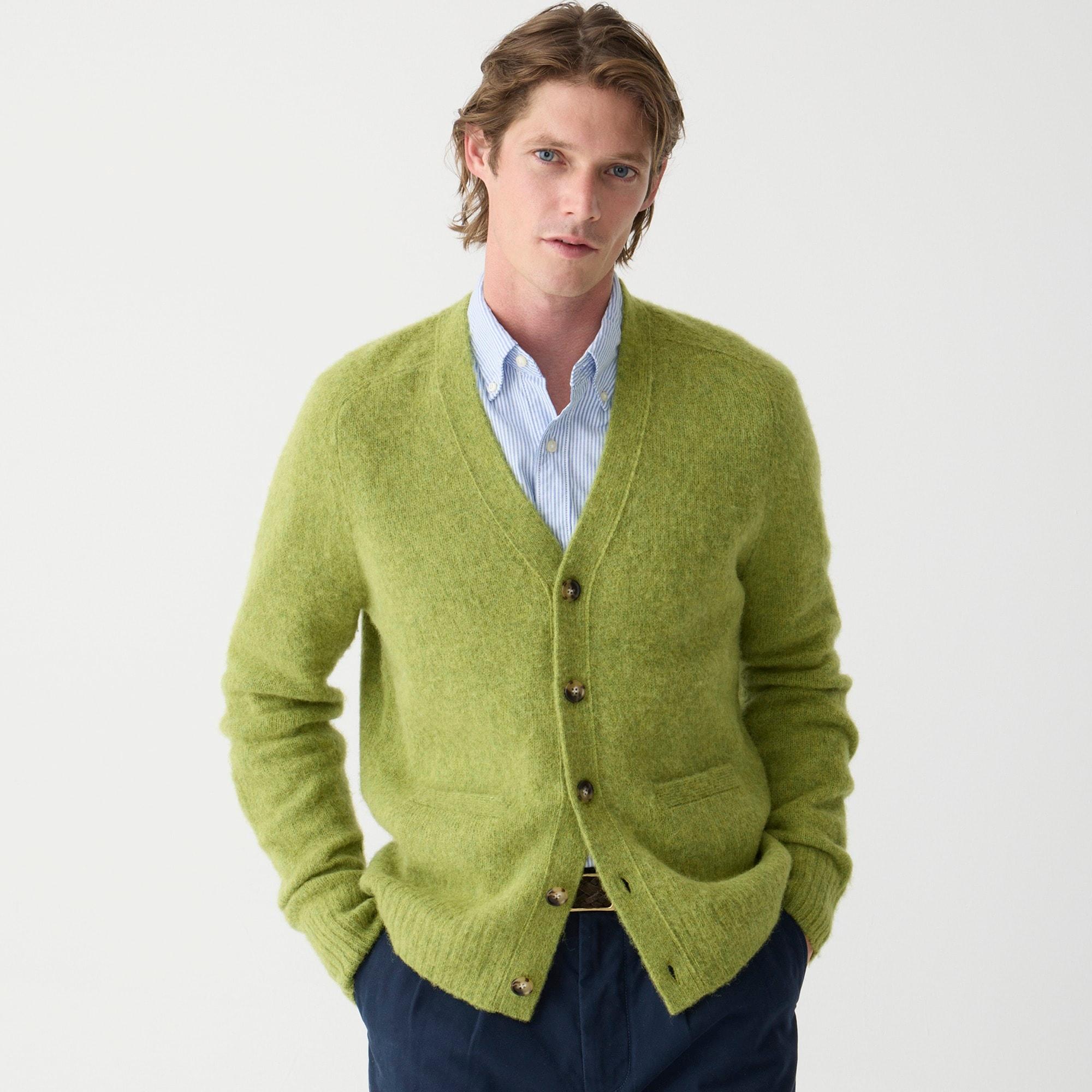 J.Crew Brushed Wool V-neck Cardigan Sweater in Green for Men | Lyst