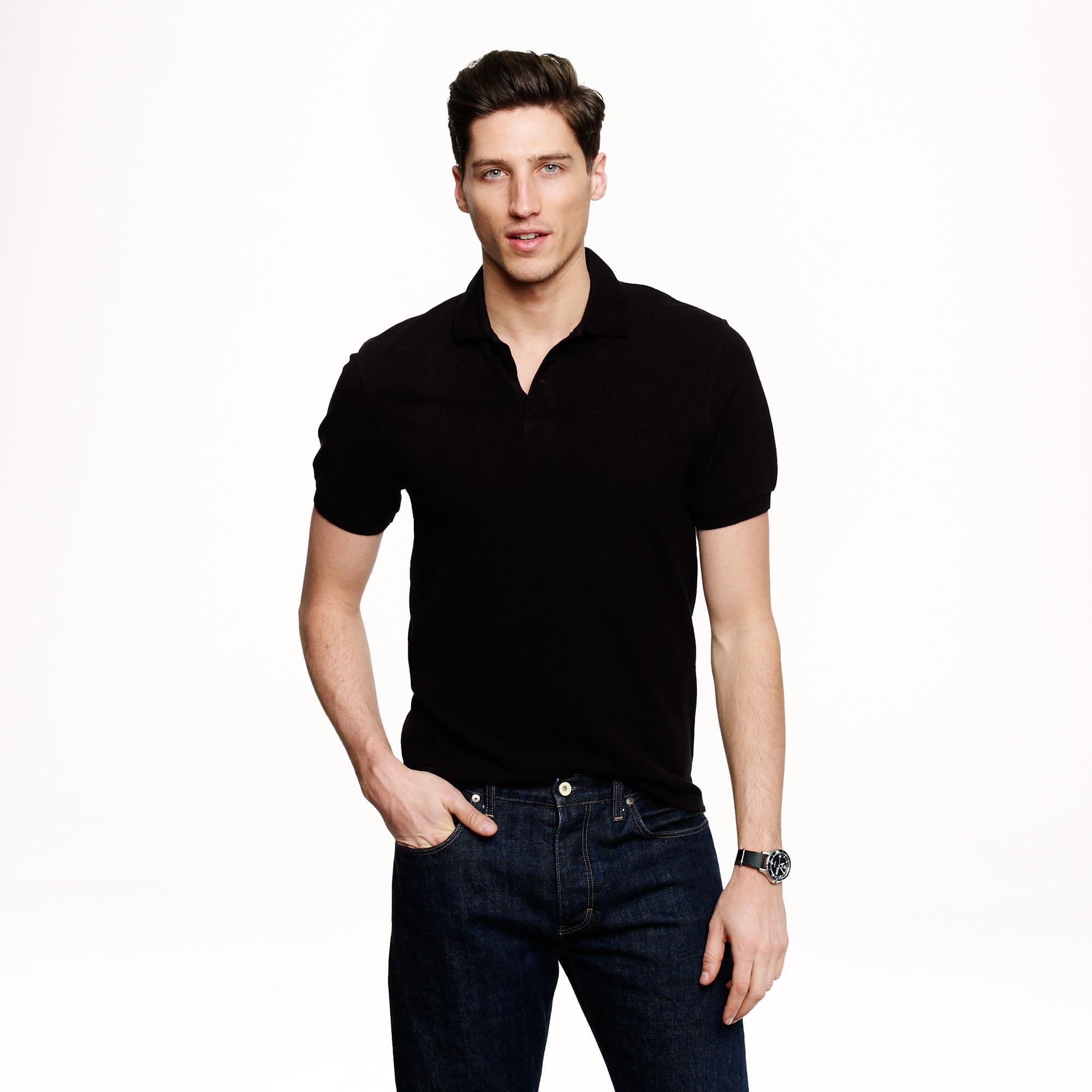 J.Crew Slim Classic Piqué Polo Shirt in Black for Men - Lyst