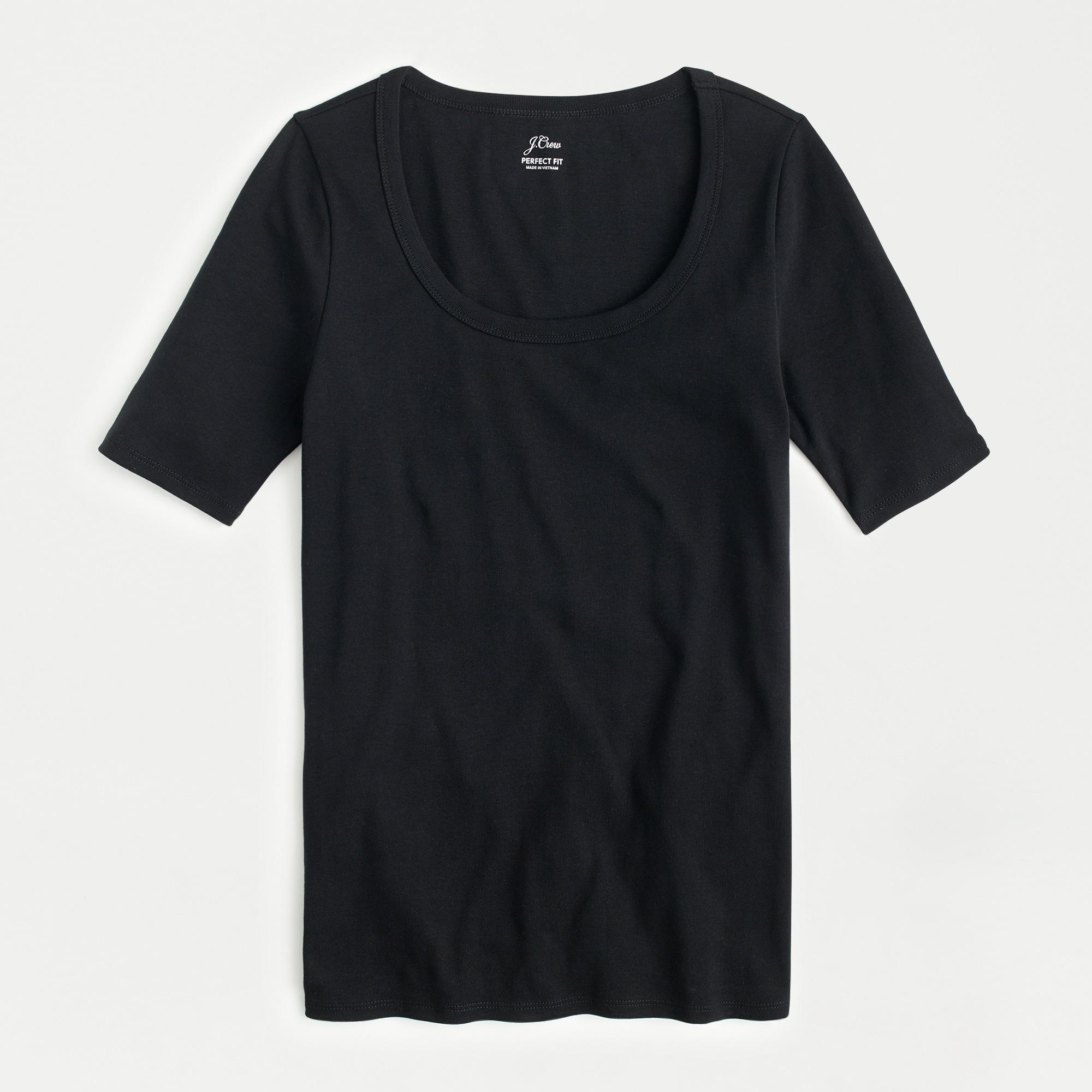 J.Crew Slim Perfect Scoopneck T-shirt in Black | Lyst