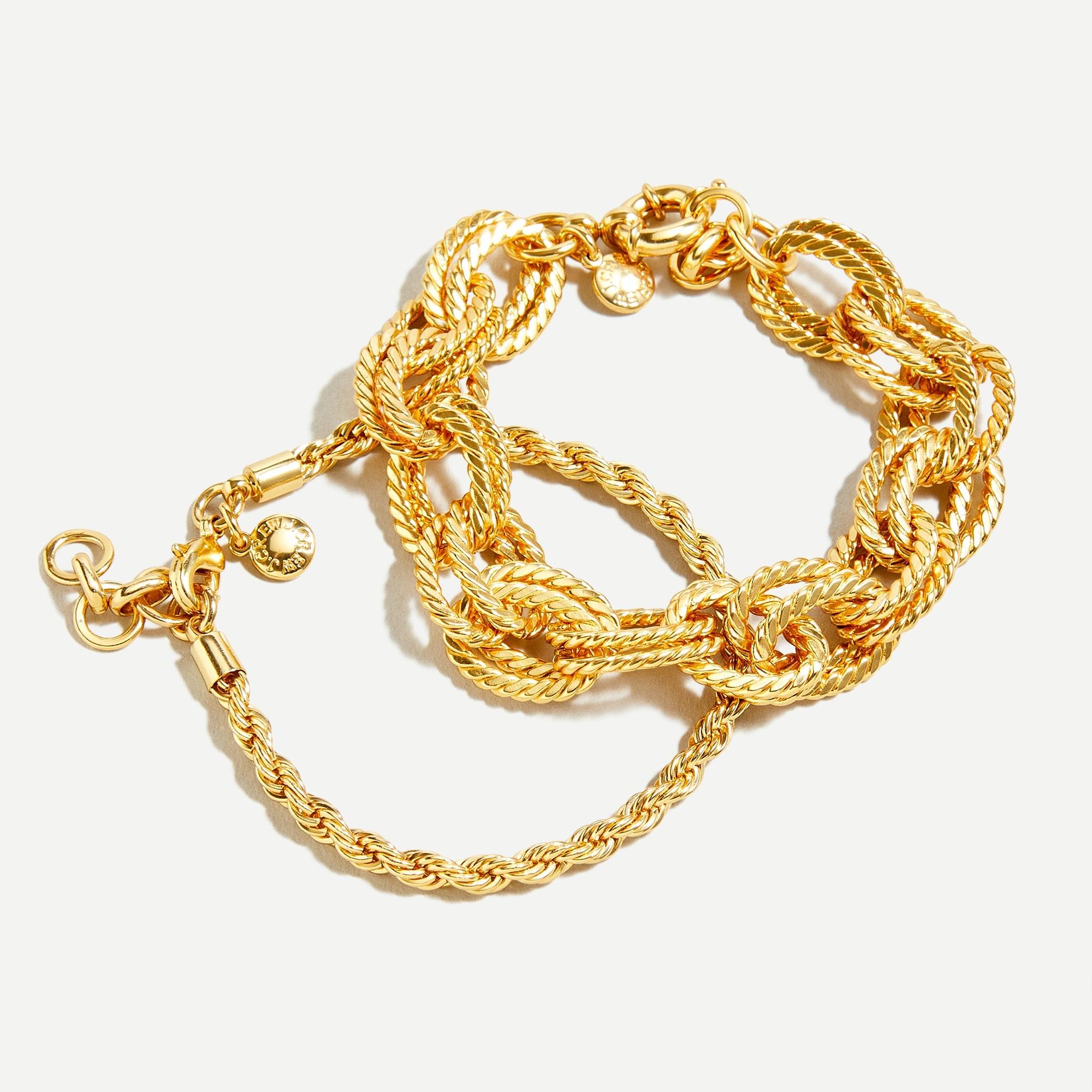 J.Crew Lasso Chain Bracelet 2pack in Metallic Lyst
