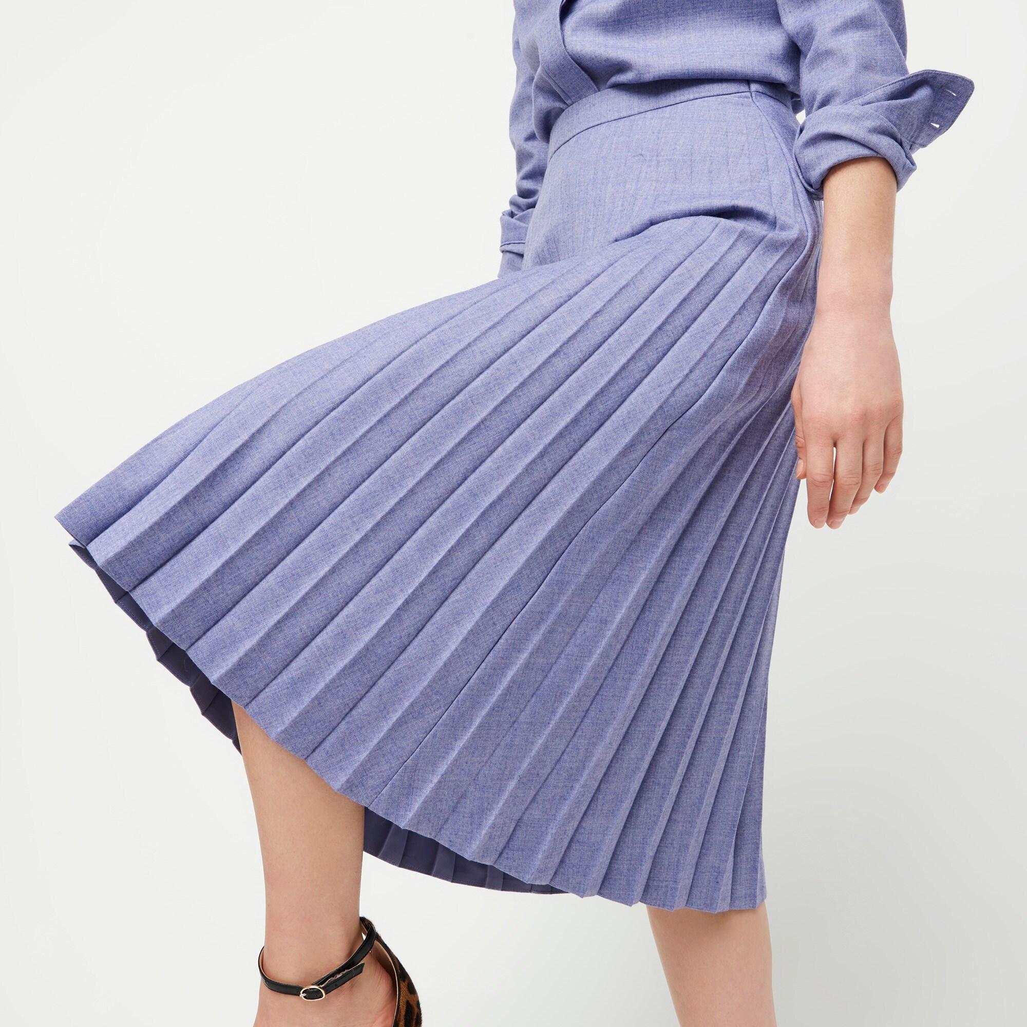 J.Crew Pleated Wool-blend Flannel A-line Skirt in Gray | Lyst