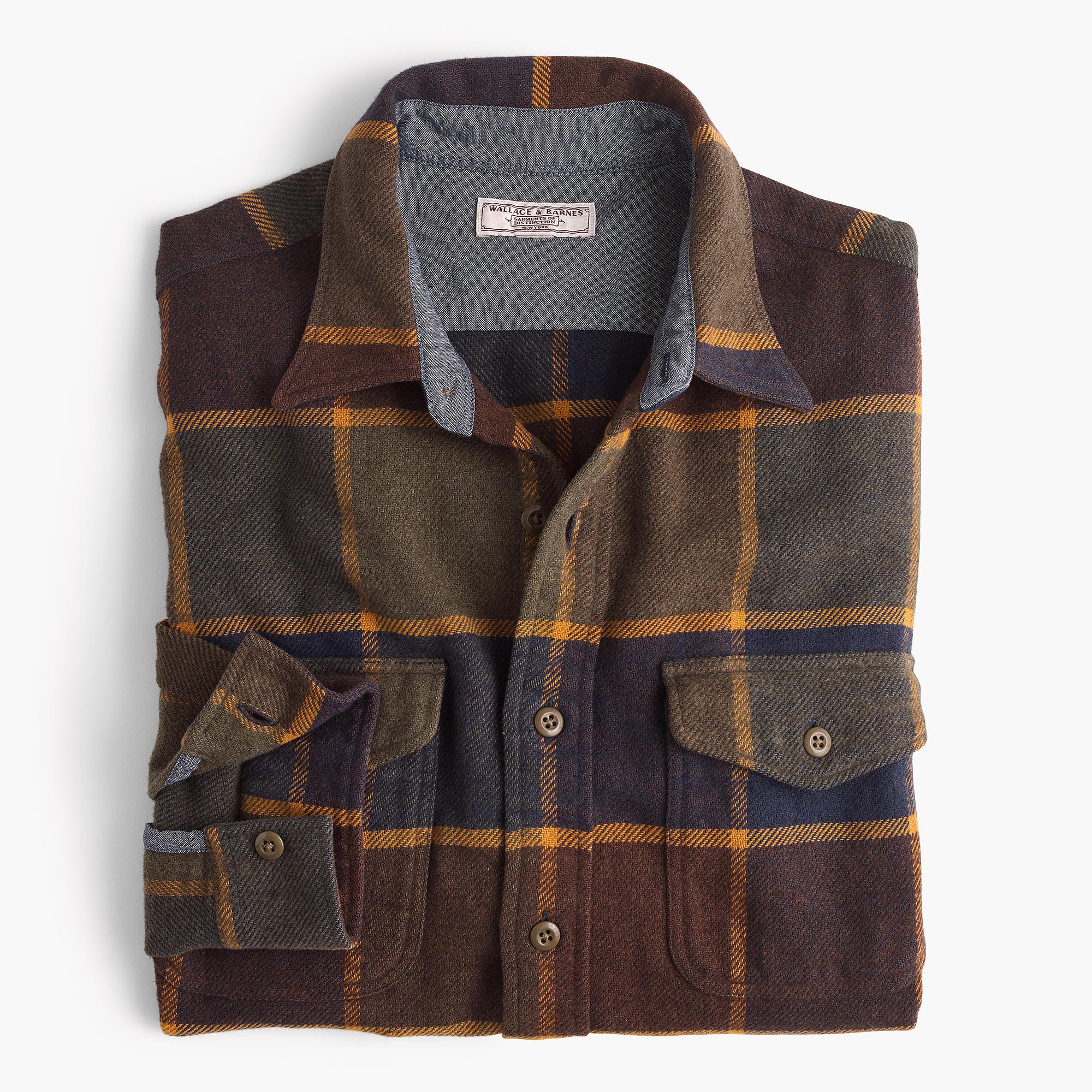 J.Crew Wallace & Barnes Heavyweight Flannel Shirt In Brown Plaid for