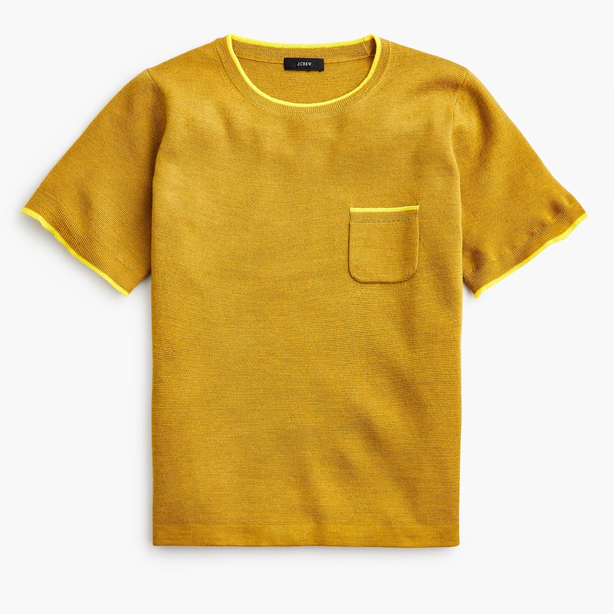 J.Crew Short-sleeve Sweater In Merino Wool in Yellow - Lyst