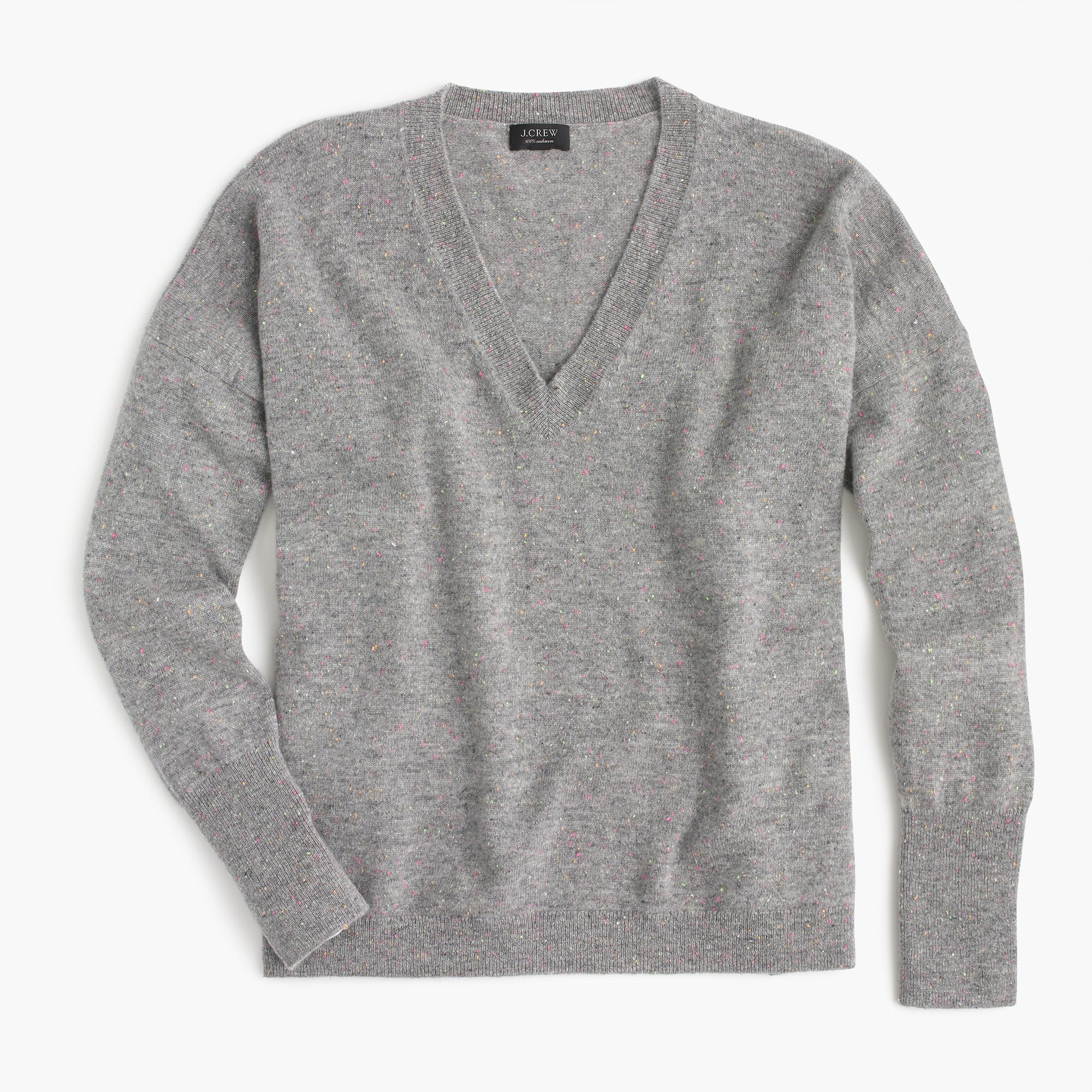 J.Crew V-neck Boyfriend Sweater In Donegal Everyday Cashmere in Gray - Lyst