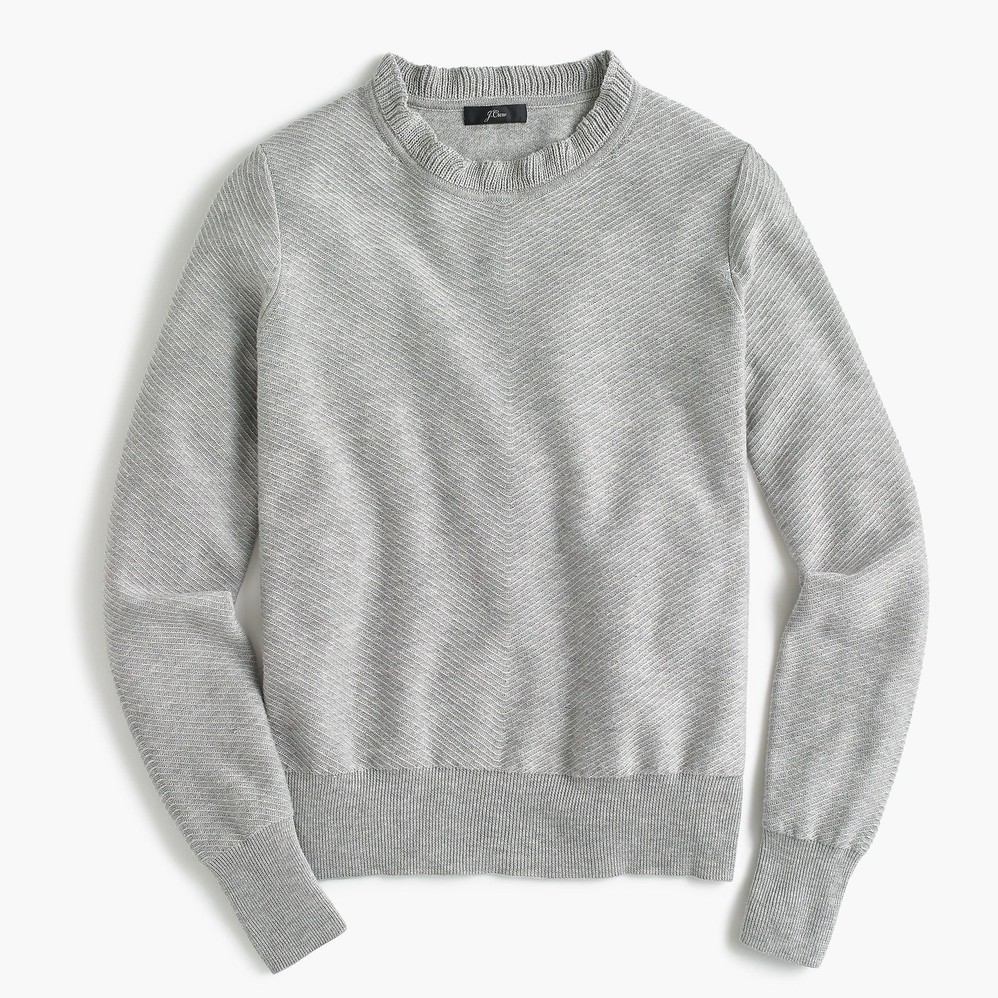 J.Crew Cotton Ruffle-neck Pullover Sweater in Gray - Lyst