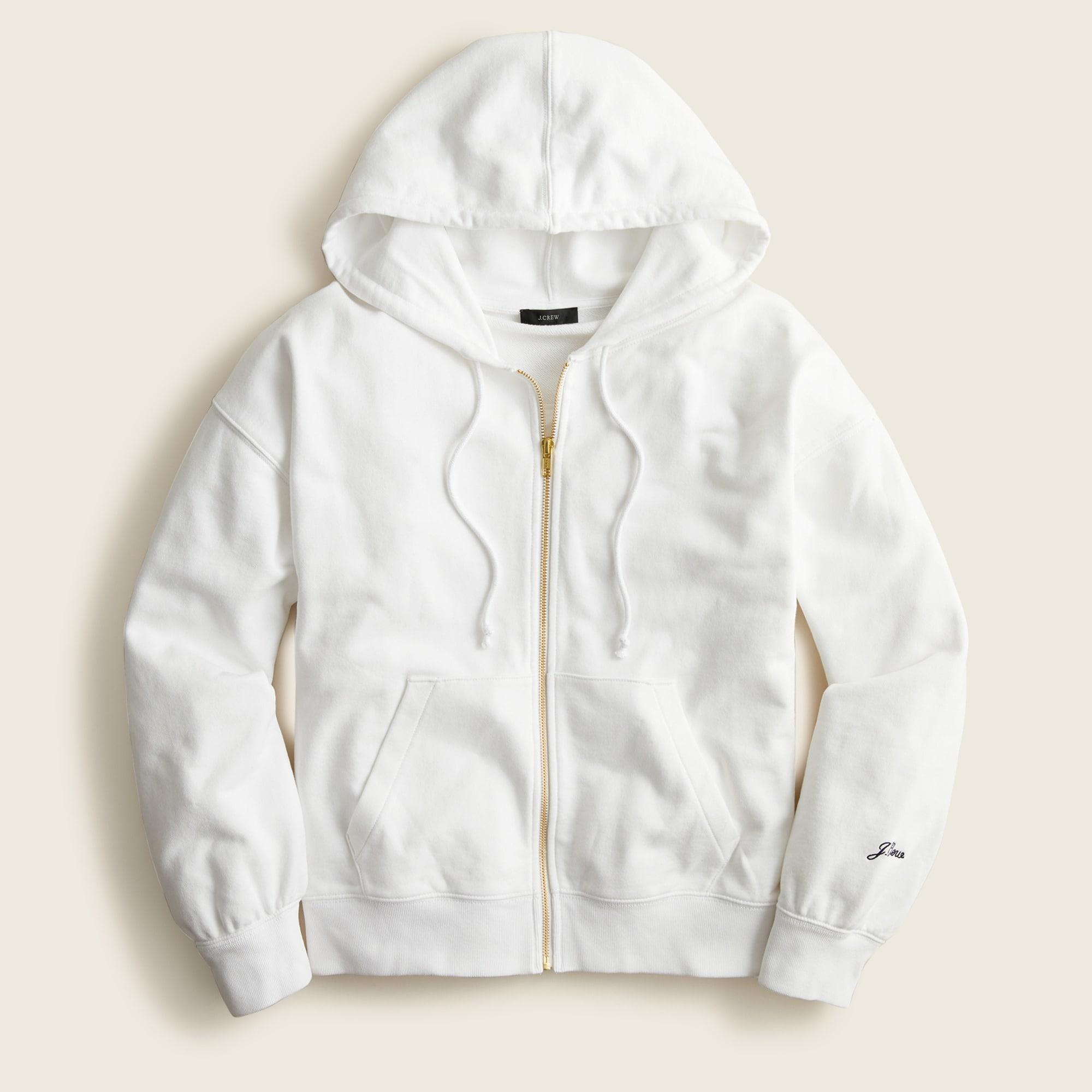 J.Crew Cotton University Terry Zip-up Hoodie With Logo Embroidery 