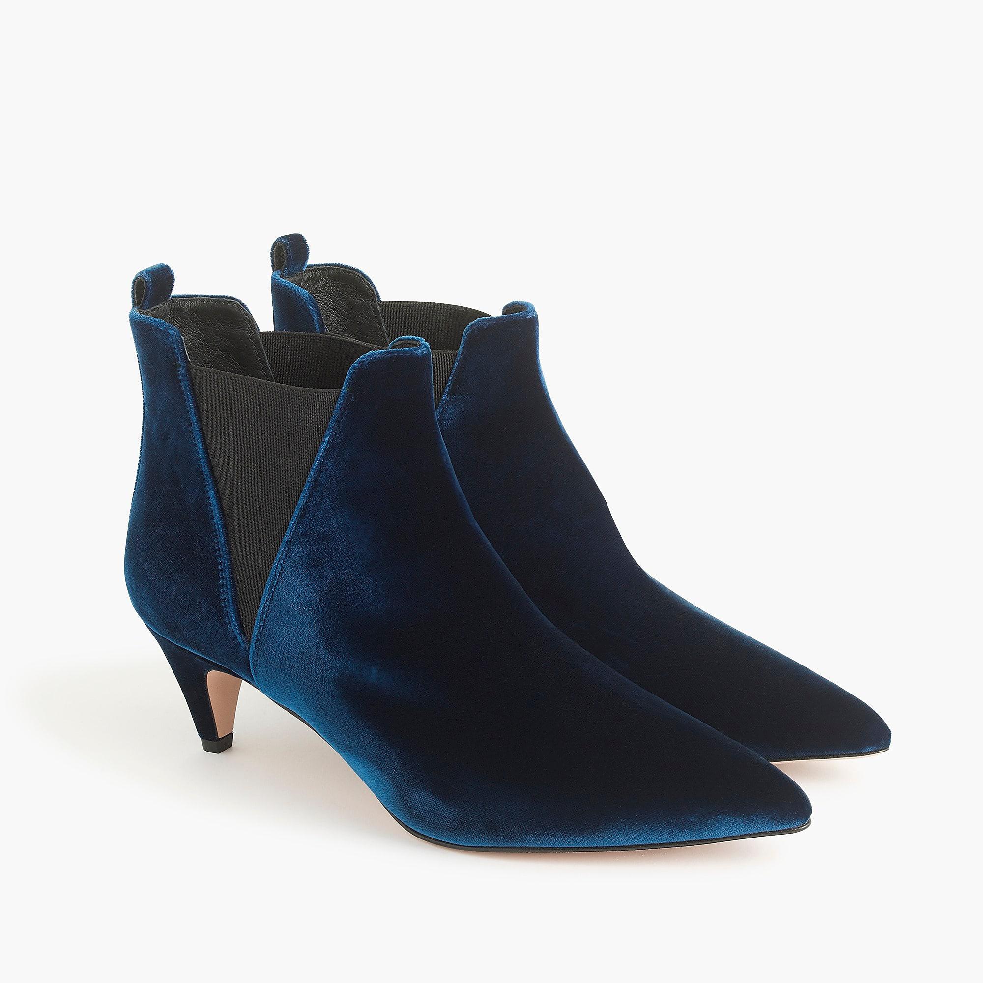 navy kitten heel boots