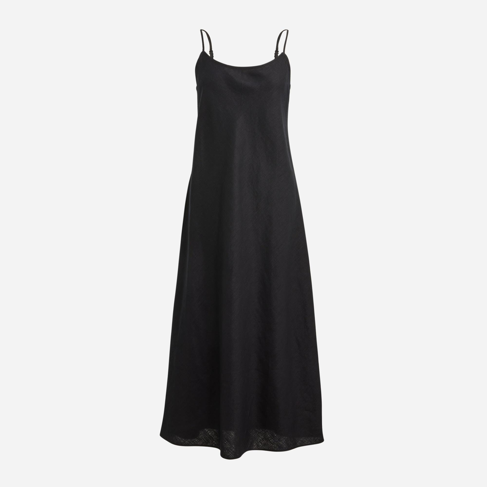 J.Crew Slip Dress In Linen in Black Lyst