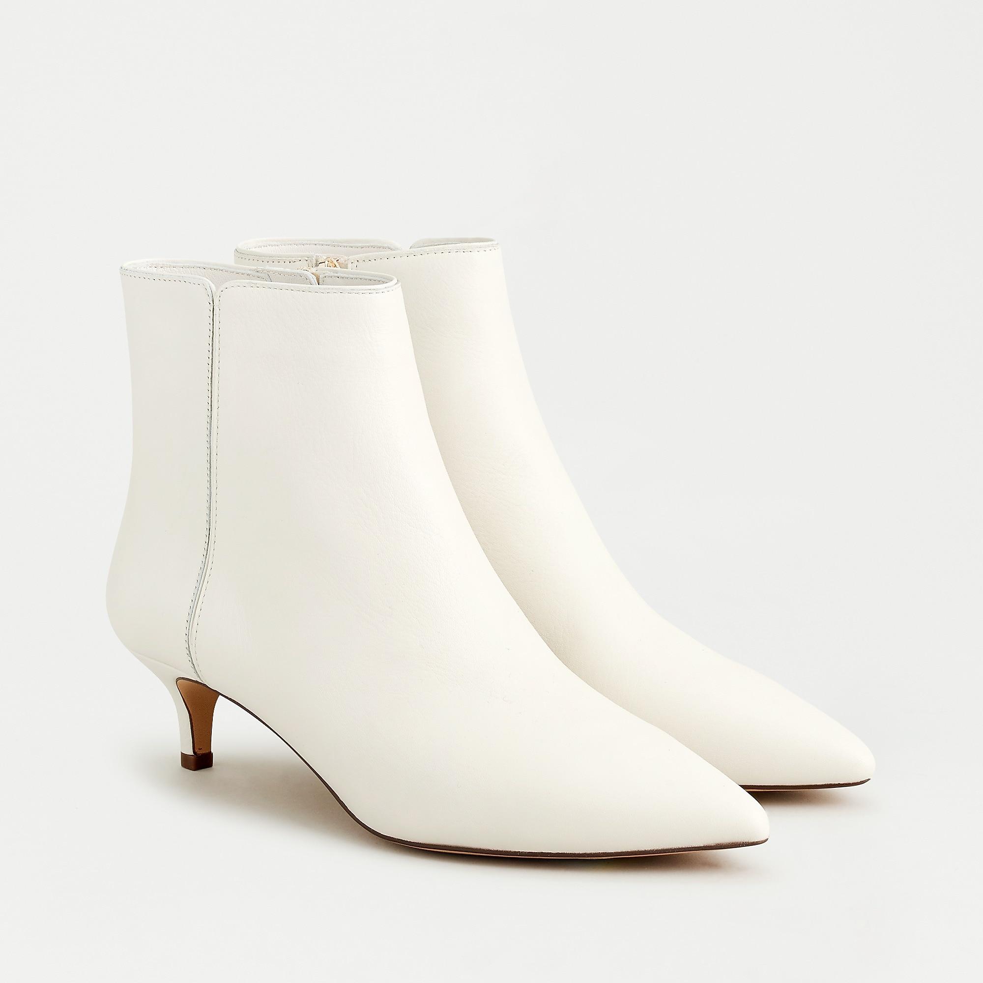 J.Crew Fiona Kitten-heel Ankle Boots In Ivory Leather in White | Lyst