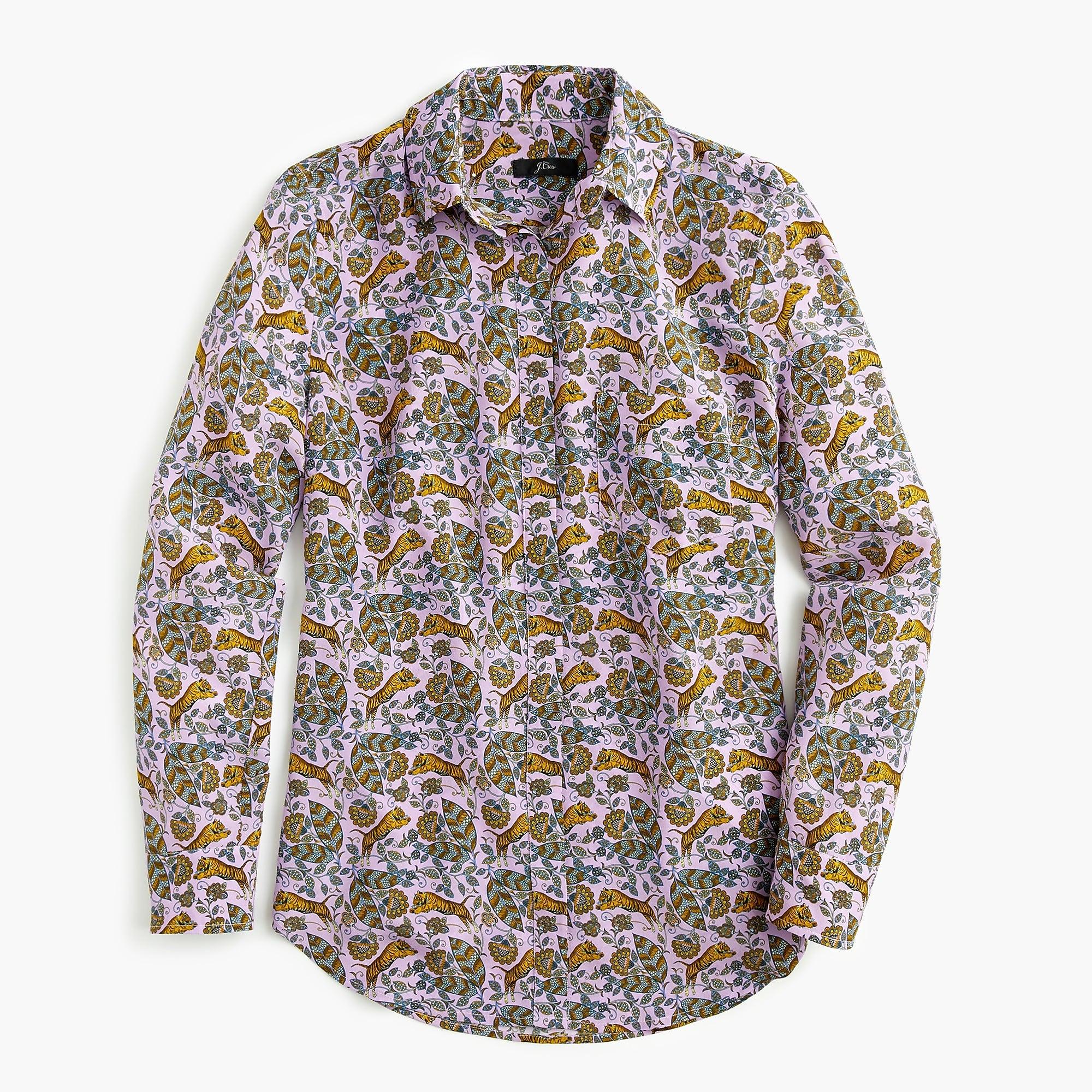 J.Crew Silk Button up Shirt In Tiger Floral Lyst