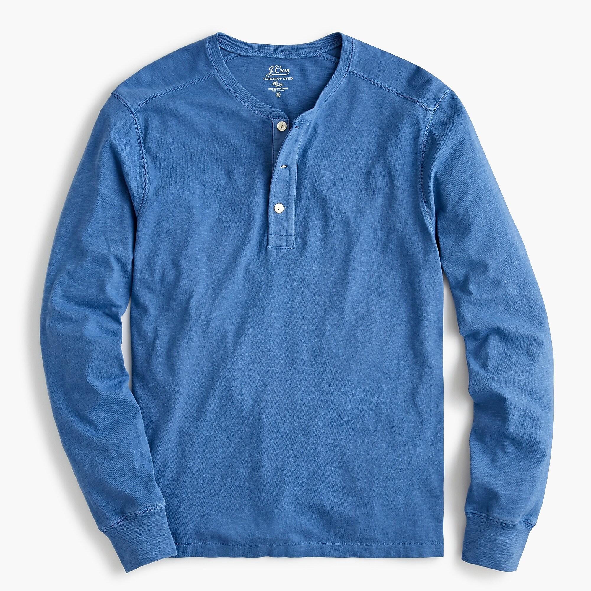 J.Crew Garment-dyed Slub Cotton Henley in Blue for Men - Lyst