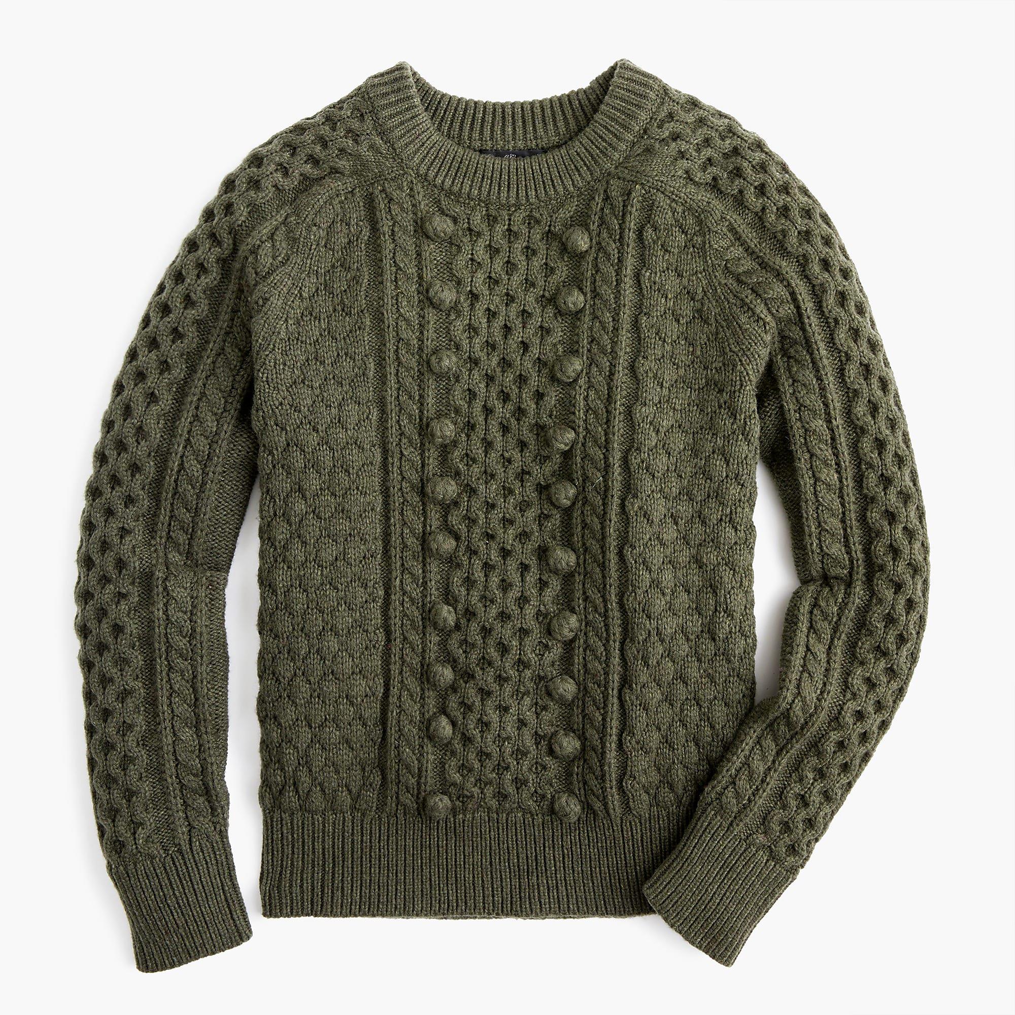olive green cable knit sweater