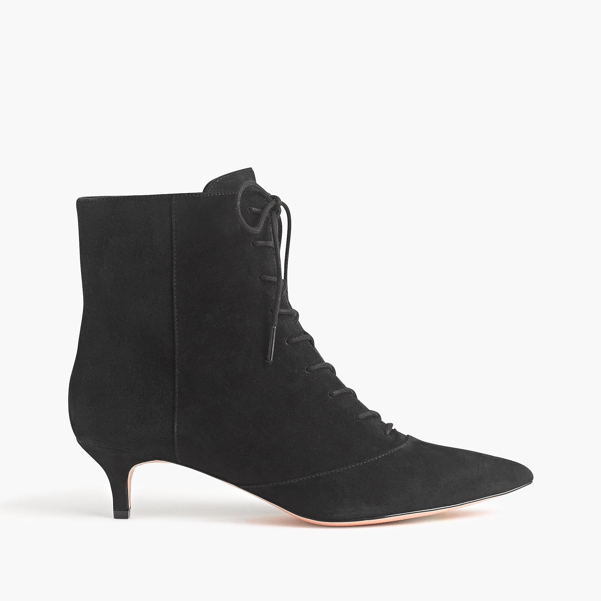 mid heel suede ankle boots