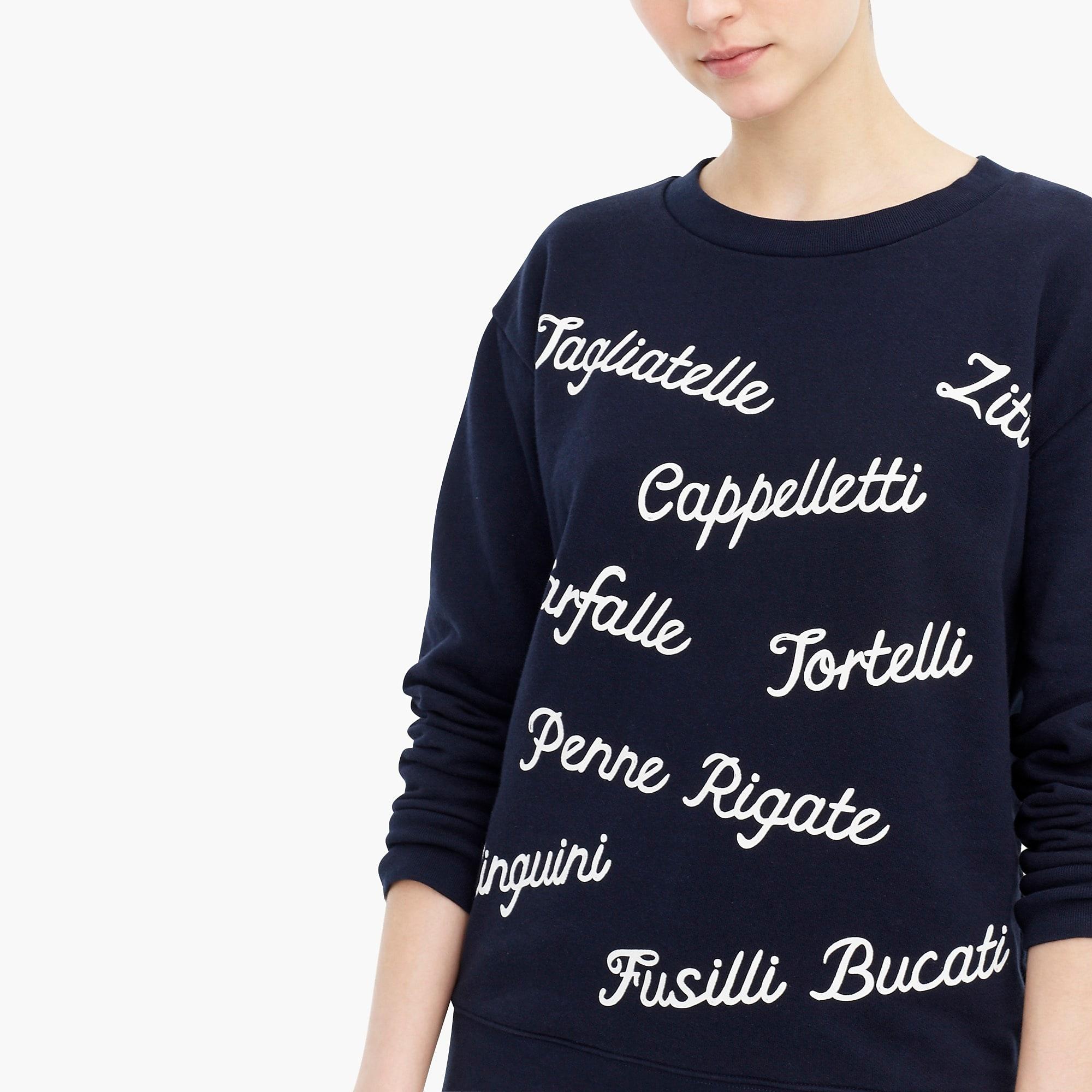 j crew pasta sweatshirt