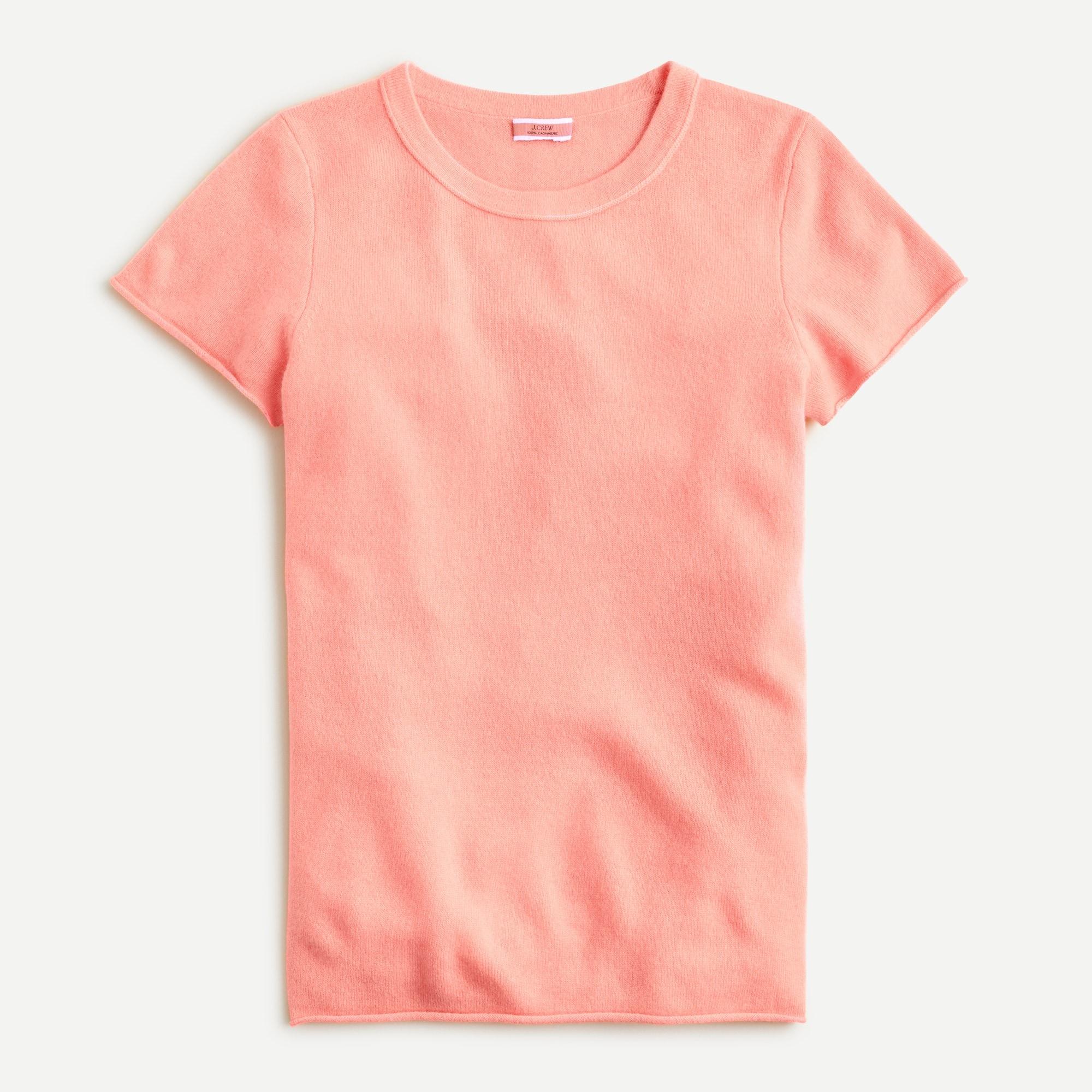J.Crew Shortsleeve Cashmere Tshirt in Neon Peach (Pink) Lyst