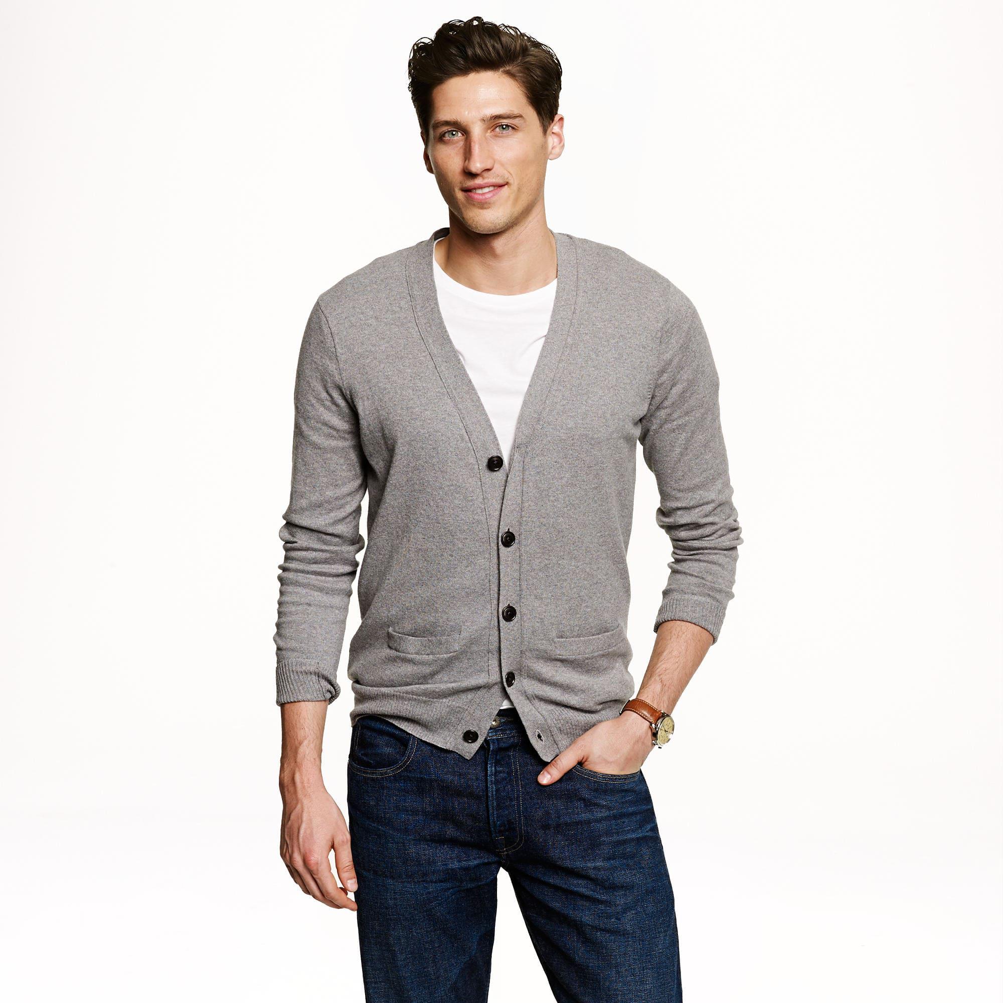 J.crew Cotton-cashmere Cardigan Sweater in Gray for Men | Lyst