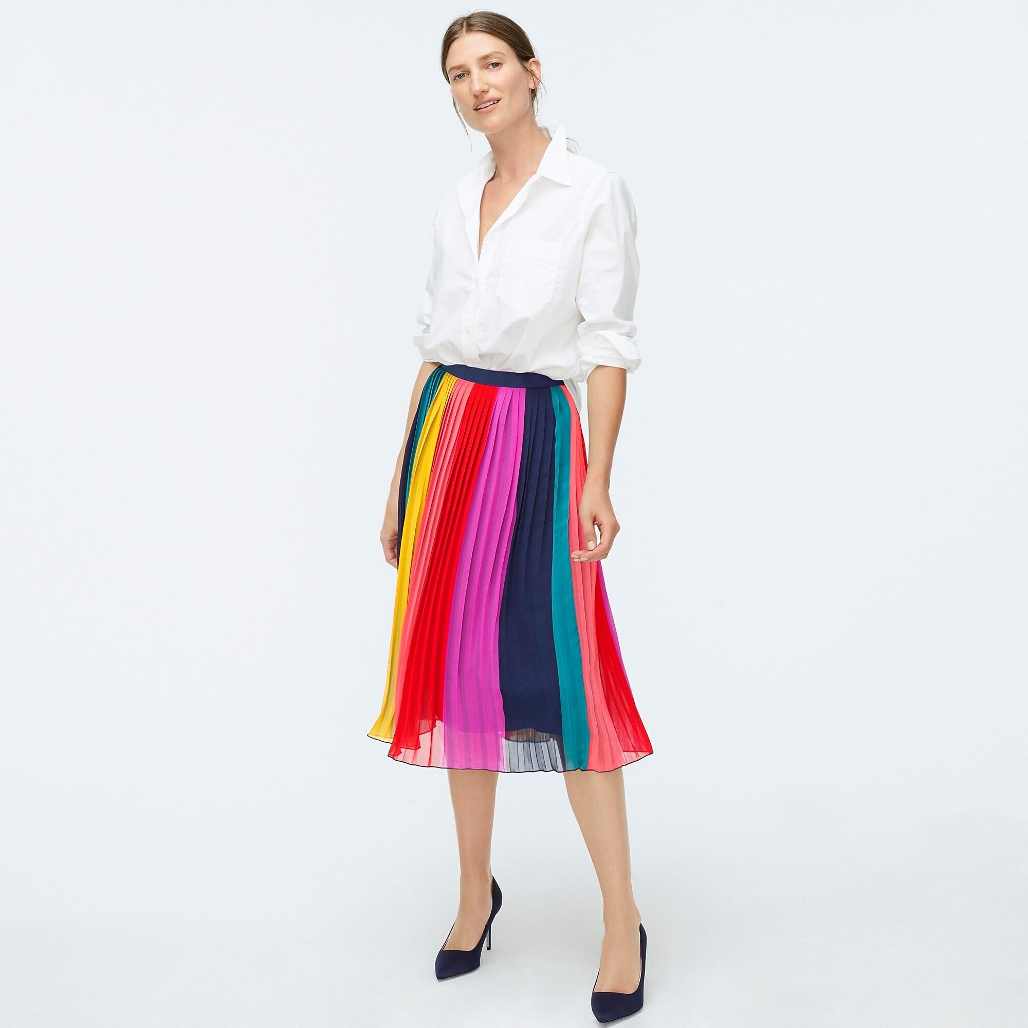 J.Crew Tall Sunburst Pleated Midi Skirt 
