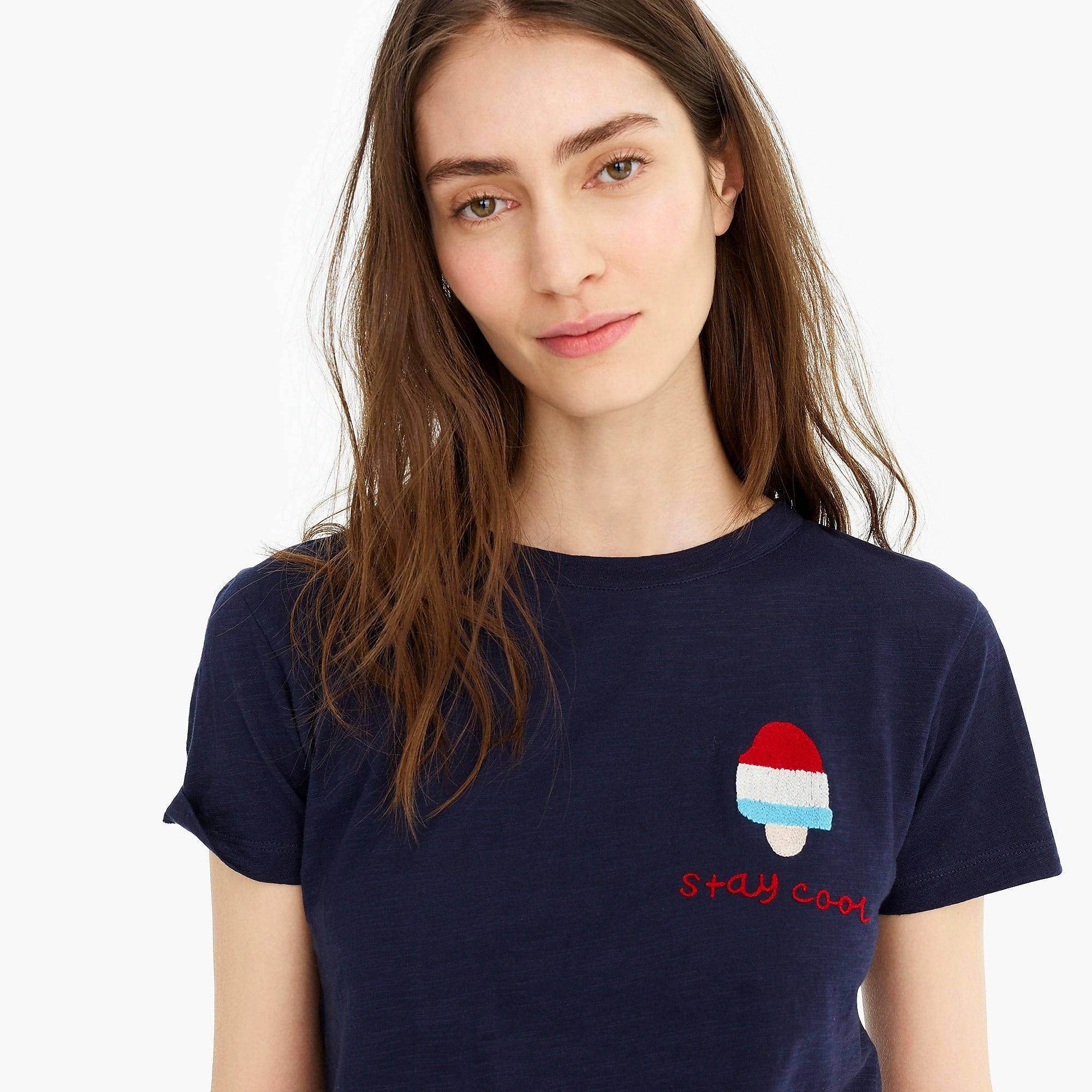 J Crew Cotton Banner Day X Stay Cool Crewneck T Shirt In Navy