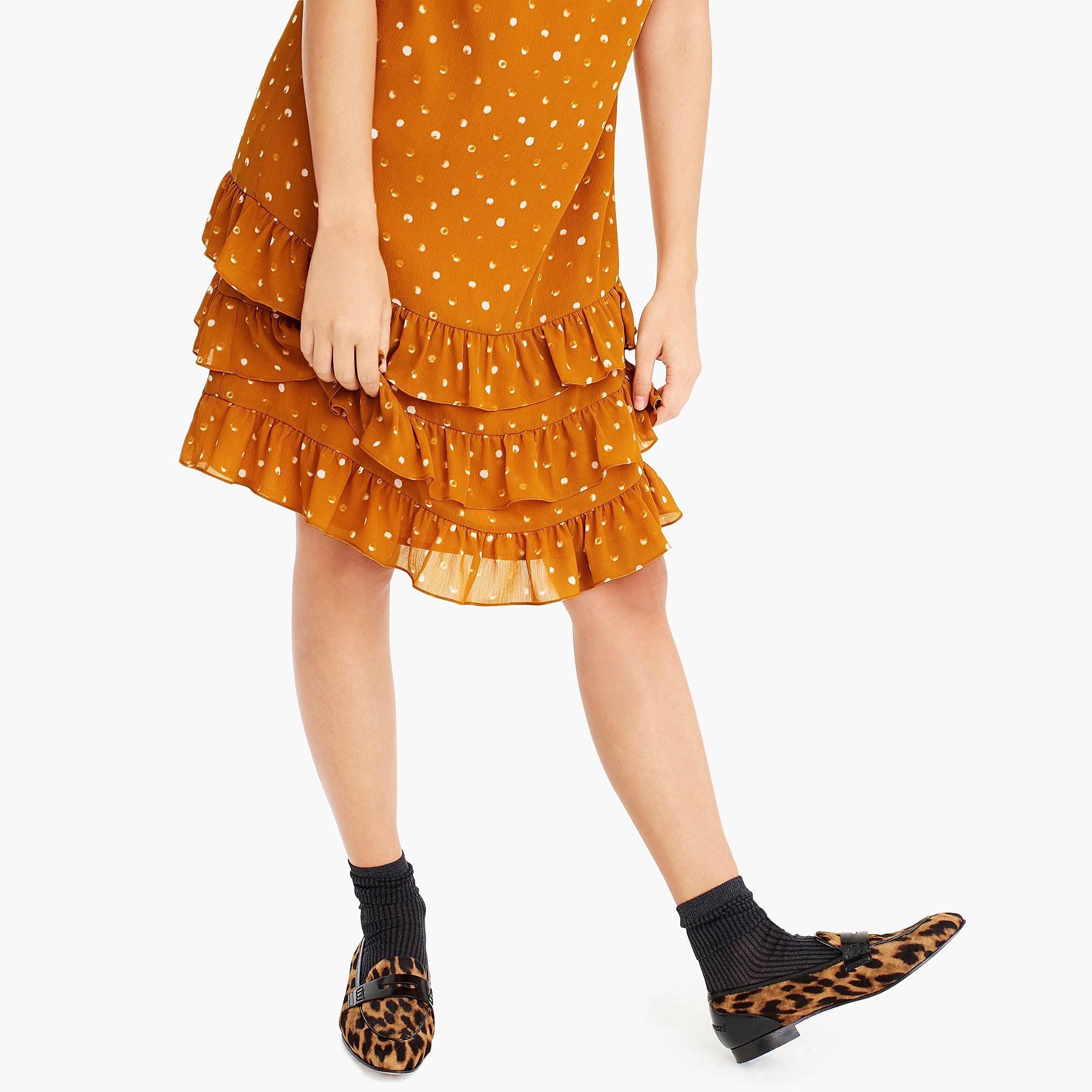 point sur ruffle dress in crinkle chiffon