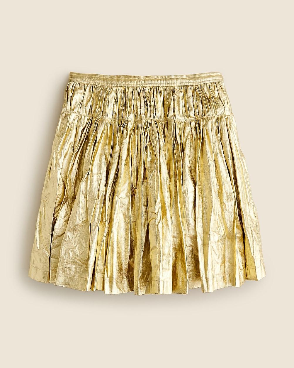 J.Crew Collection Pleated Linen Skirt in Metallic | Lyst