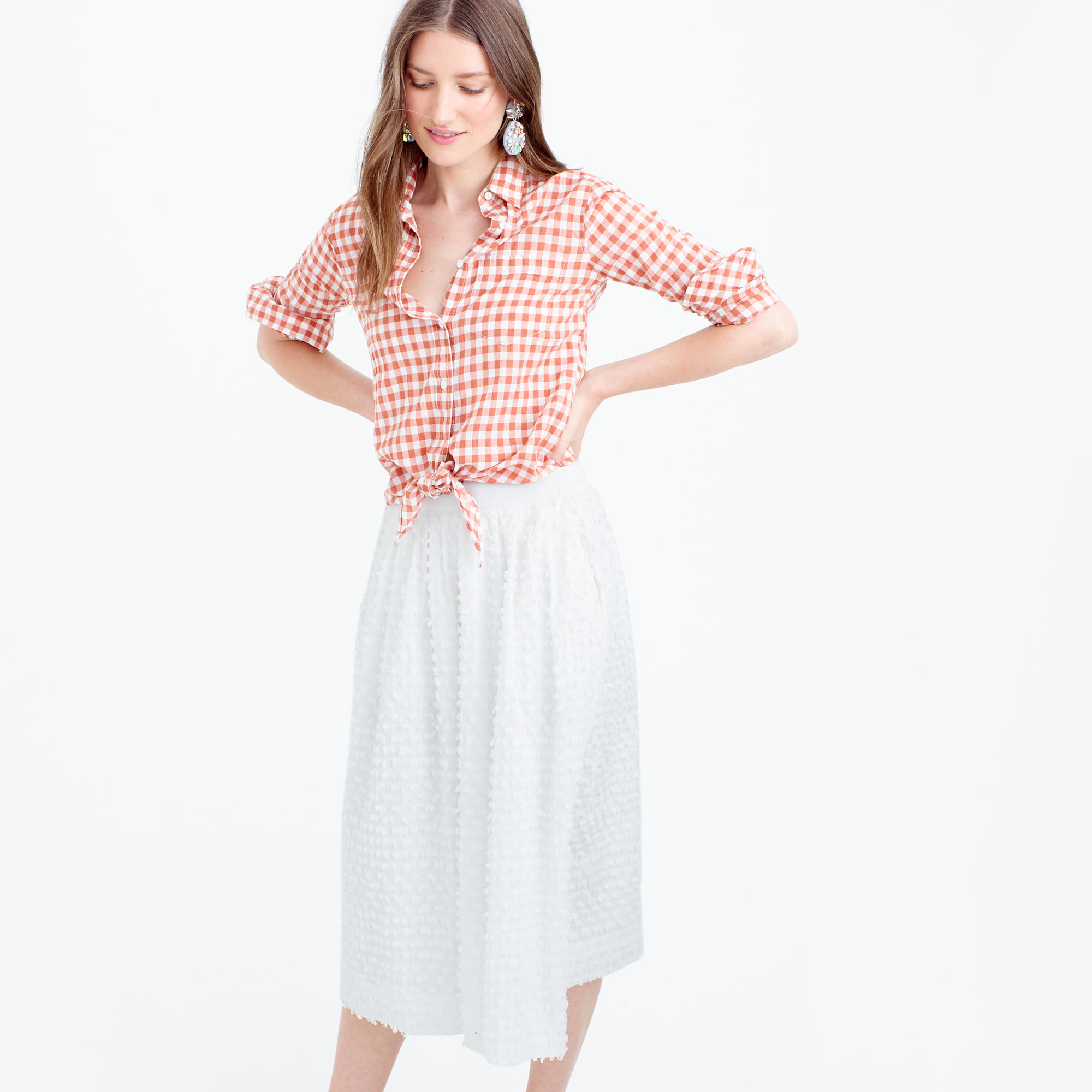 white cotton midi skirt