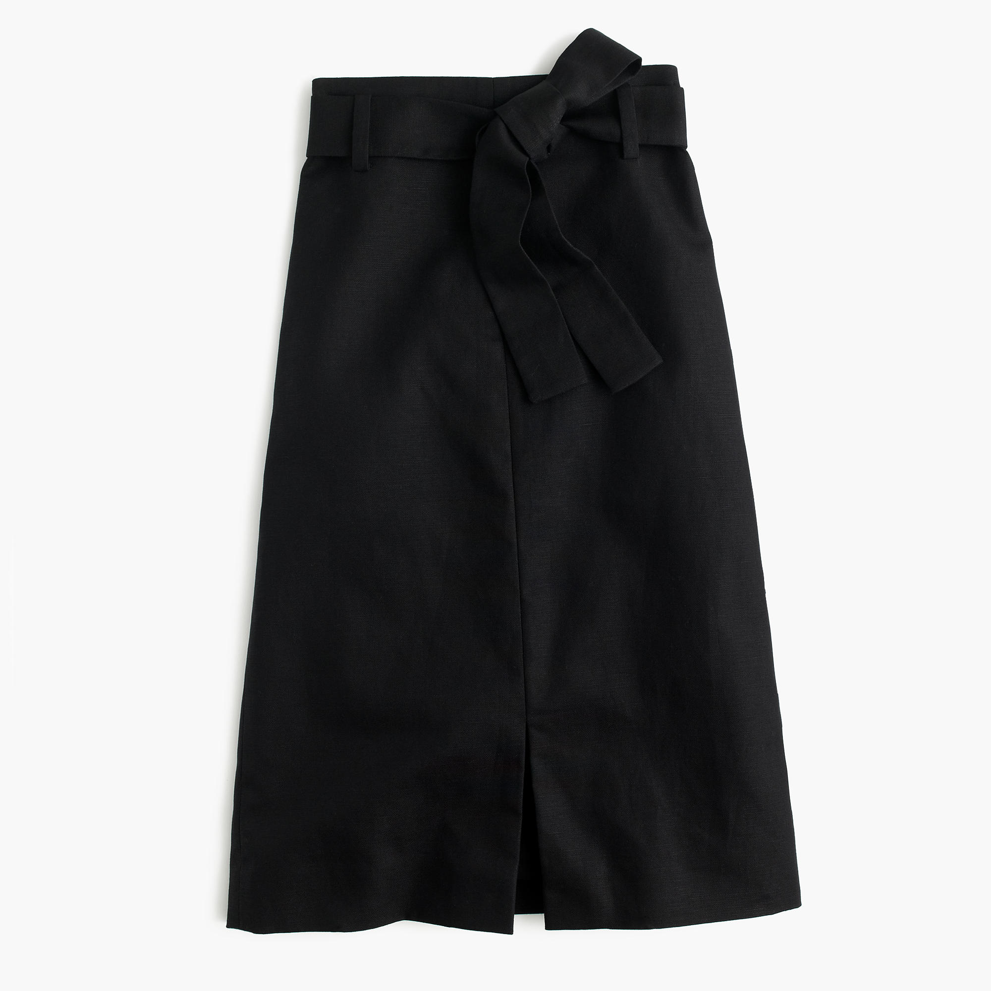 J.Crew Tie-waist Skirt In Cotton-linen in Black - Lyst