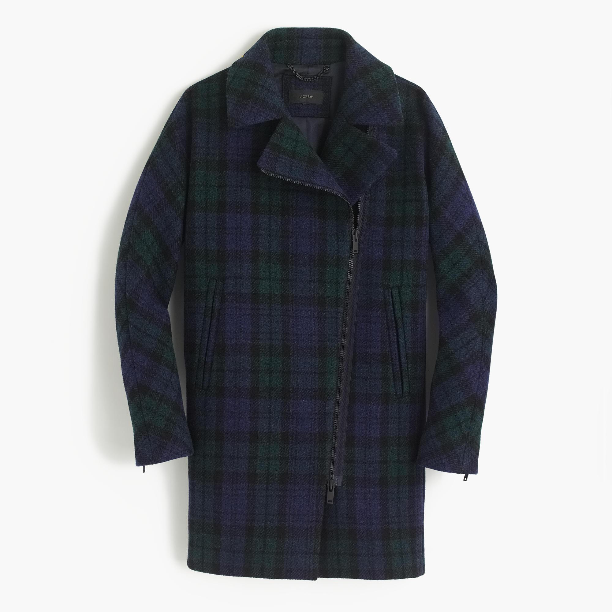 J.Crew Zippered Coat In Black Watch Tartan | Lyst