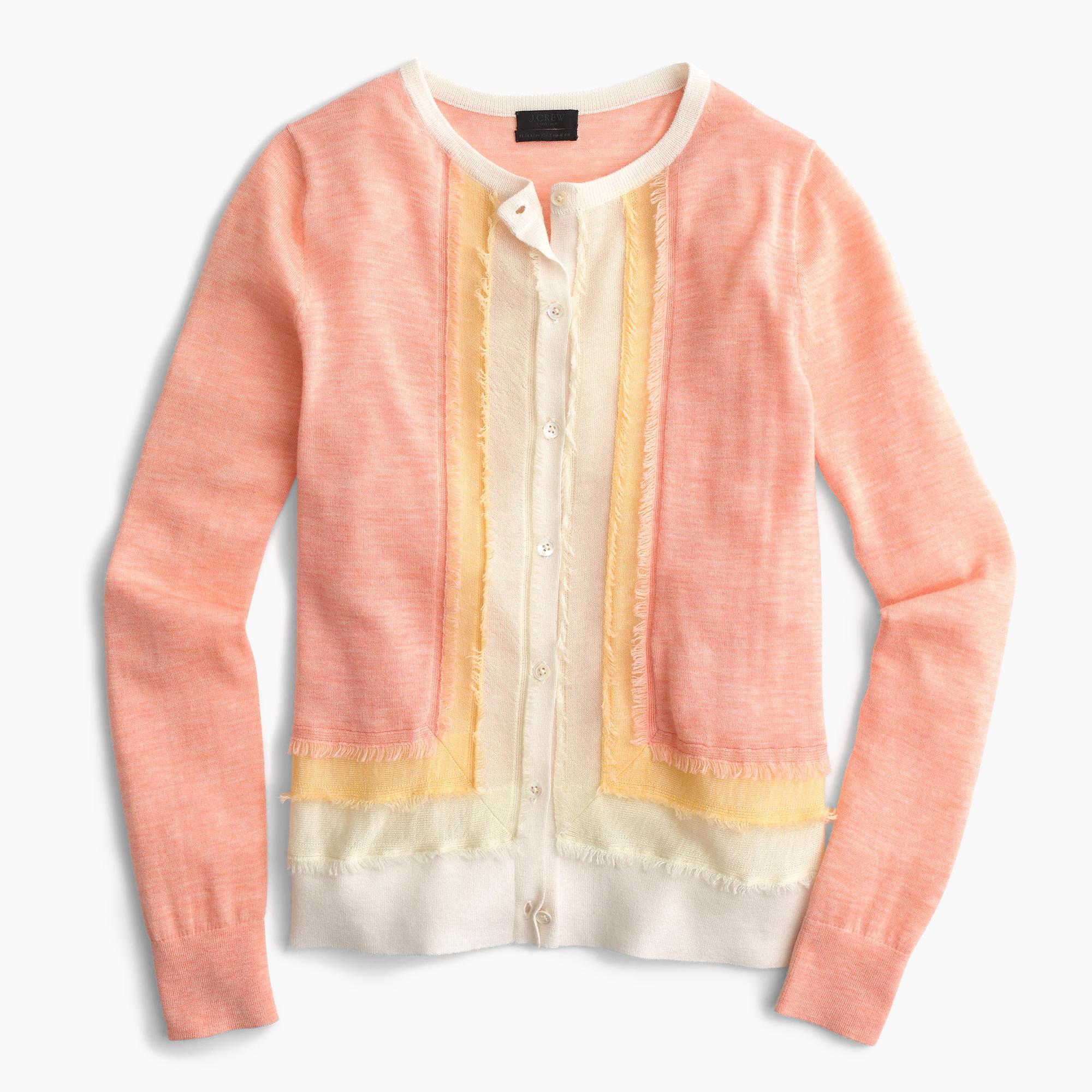 J.crew Italian Featherweight Cashmere Fringe Cardigan Sweater in Orange