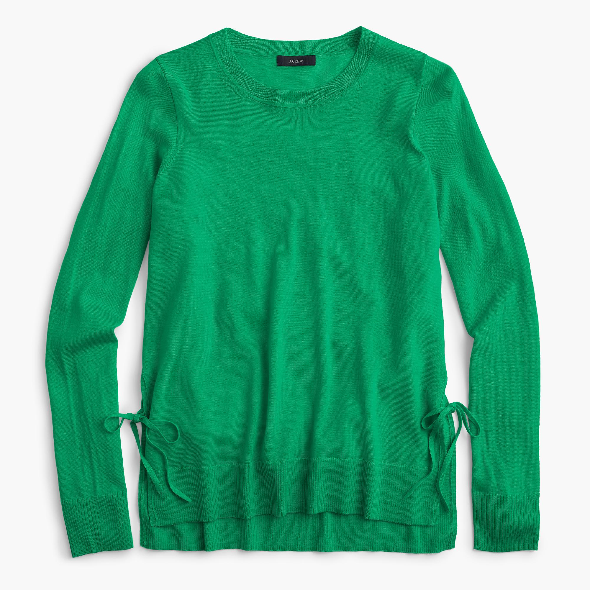 j crew side slit sweater with ties in green lyst j crew side slit sweater with ties in green lyst