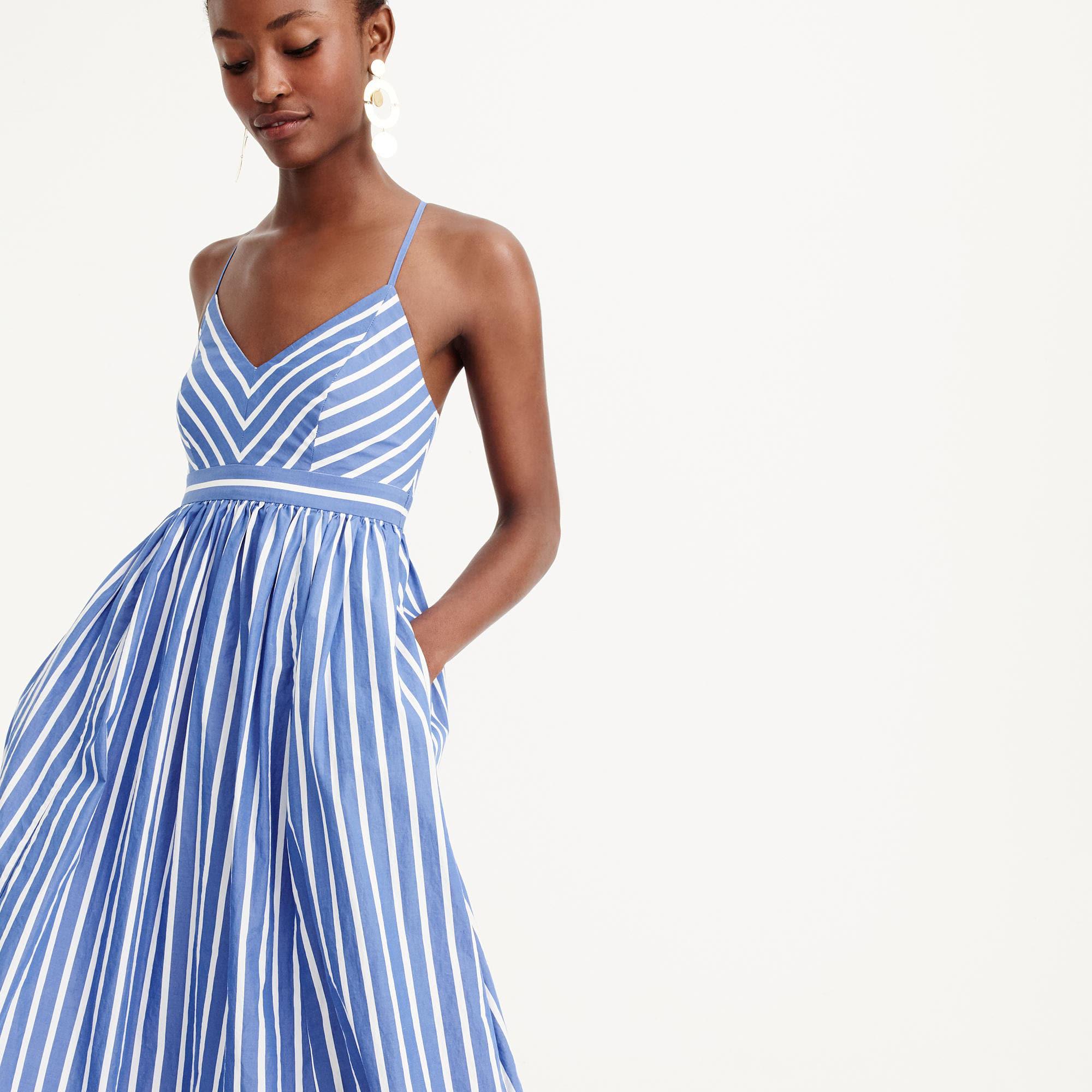 j crew blue and white striped dress