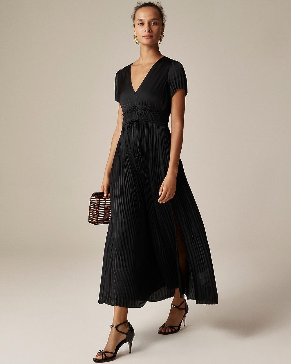 j crew tie front pleated dress Pleated Dress In Cotton Poplin With Ties For Women