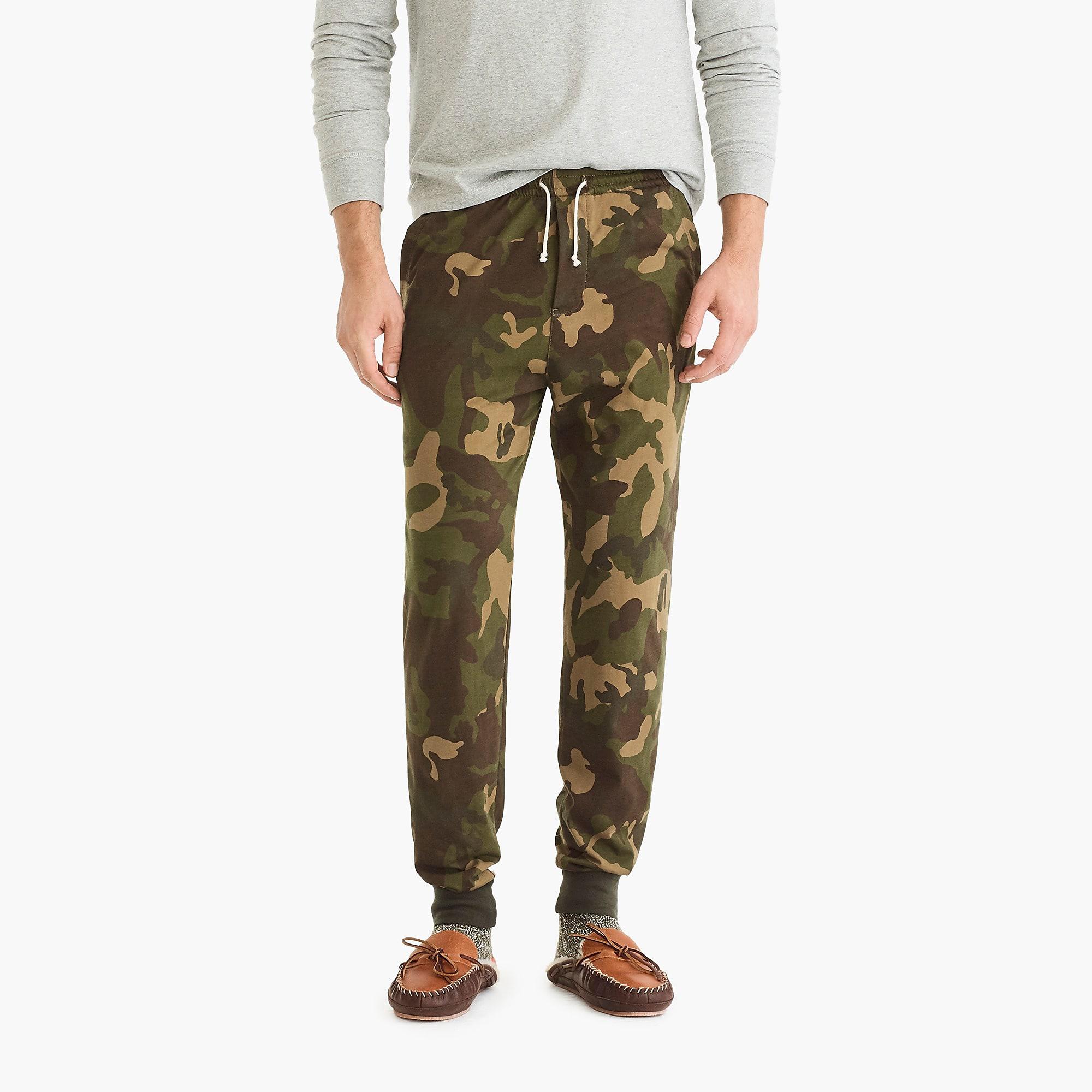 J.Crew Cotton Jersey Pajama Pant In Camo in Olive Camo (Green) for Men