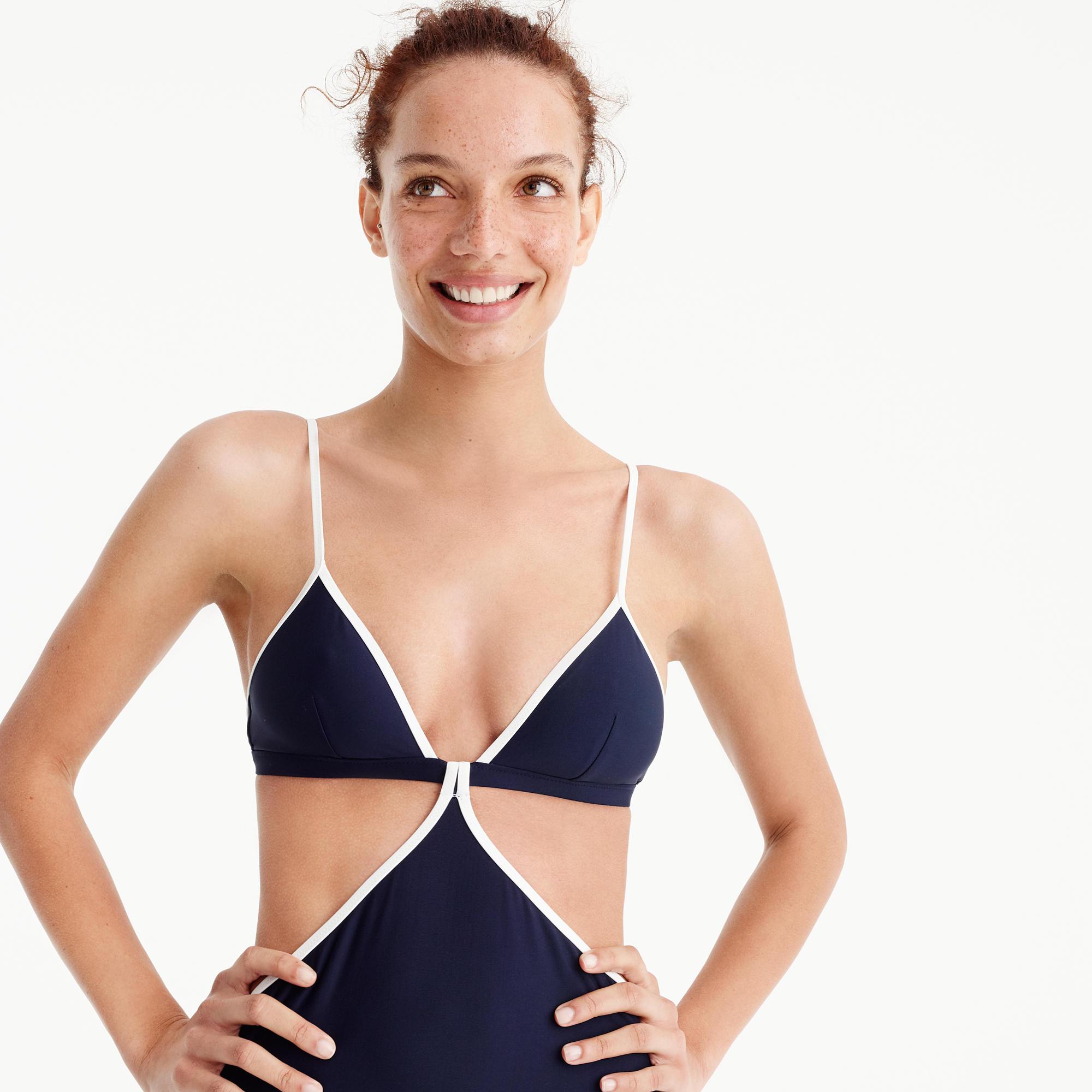 J Crew Synthetic Tipped Cut Out One Piece Swimsuit In Navy White Blue Lyst J Crew Synthetic Tipped Cut Out One Piece Swimsuit In Navy White Blue Lyst